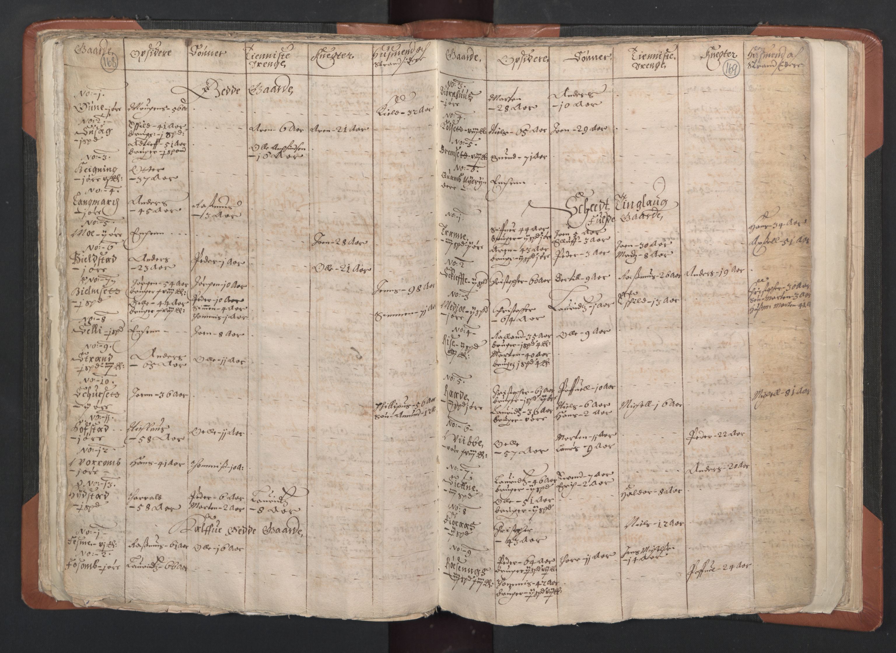 RA, Vicar's Census 1664-1666, no. 33: Innherad deanery, 1664-1666, p. 168-169