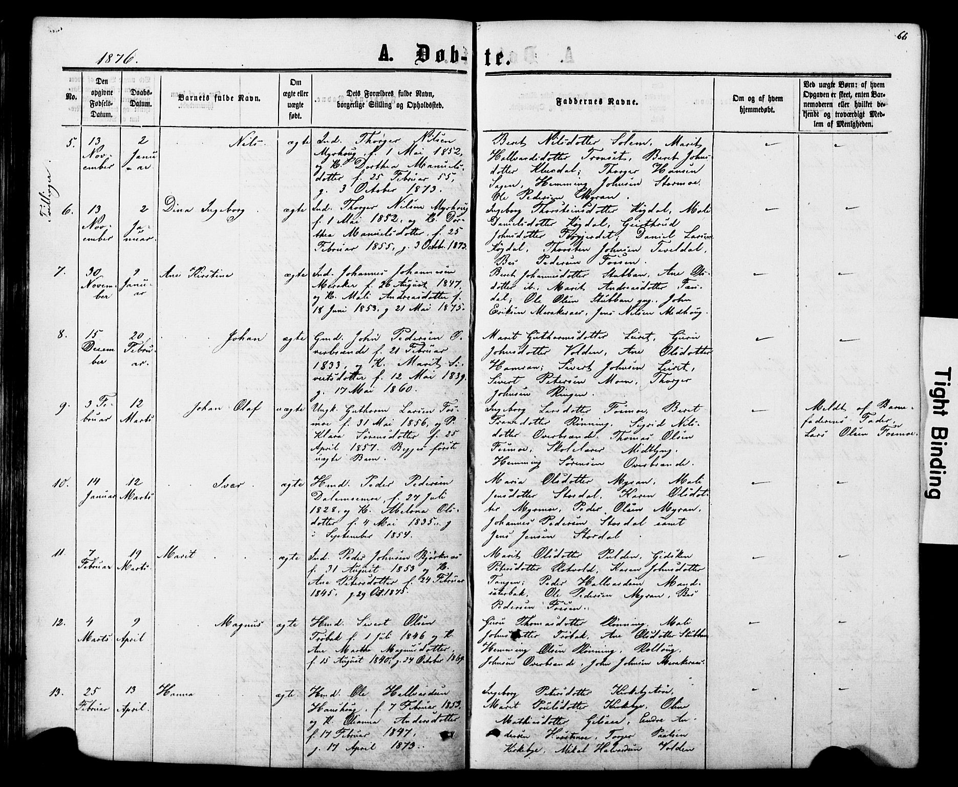 Ministerialprotokoller, klokkerbøker og fødselsregistre - Nord-Trøndelag, SAT/A-1458/706/L0049: Parish register (copy) no. 706C01, 1864-1895, p. 66