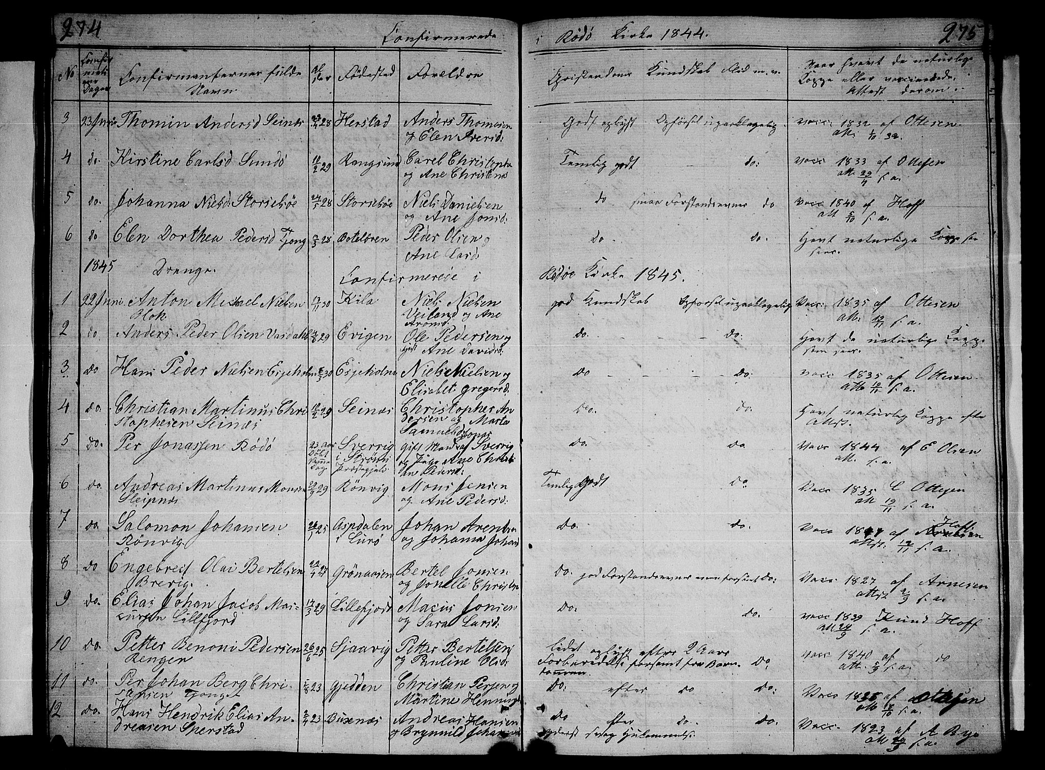 Ministerialprotokoller, klokkerbøker og fødselsregistre - Nordland, AV/SAT-A-1459/841/L0618: Parish register (copy) no. 841C02, 1833-1855, p. 274-275