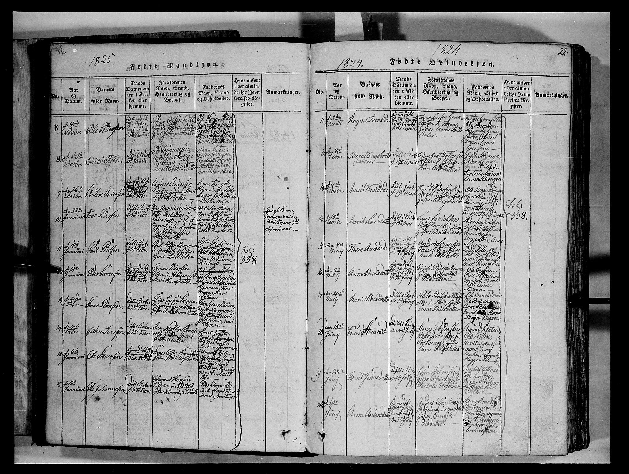 Fron prestekontor, SAH/PREST-078/H/Ha/Hab/L0004: Parish register (copy) no. 4, 1816-1850, p. 22
