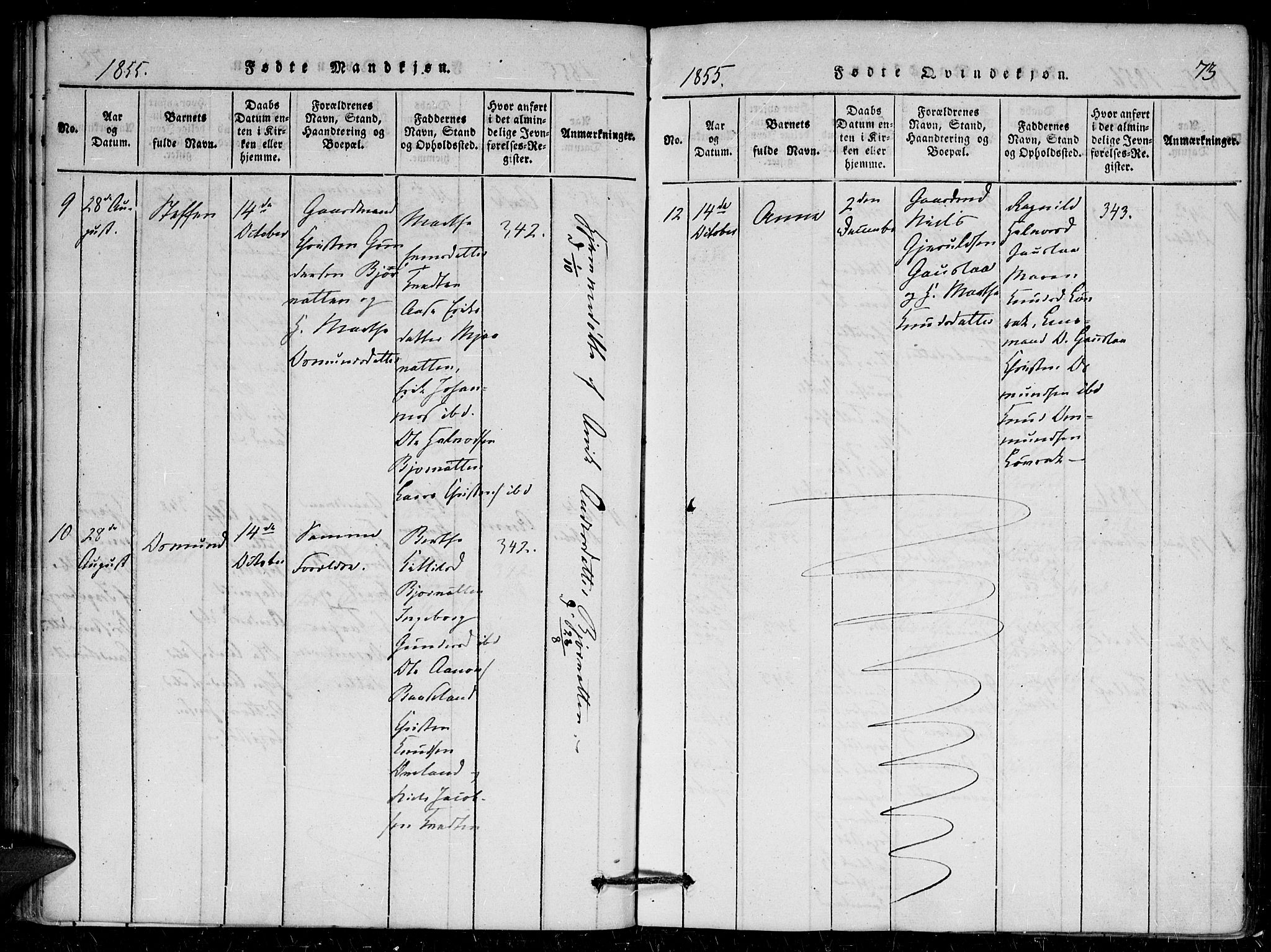 Herefoss sokneprestkontor, AV/SAK-1111-0019/F/Fa/Faa/L0001: Parish register (official) no. A 1, 1816-1860, p. 73