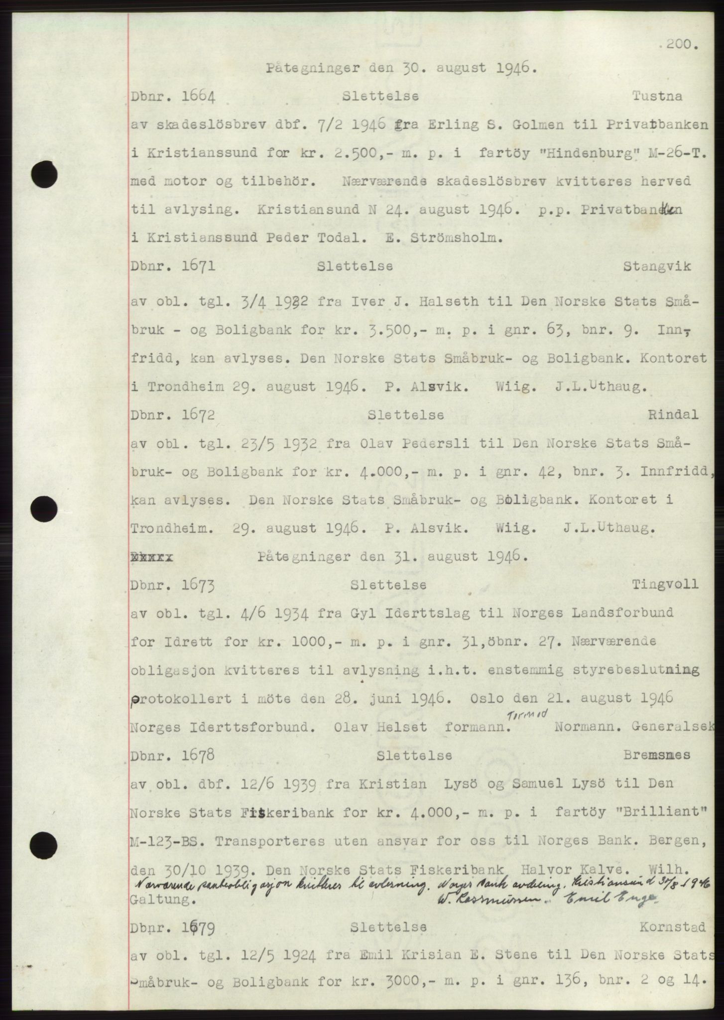 Nordmøre sorenskriveri, SAT/A-4132/1/2/2Ca: Mortgage book no. C82b, 1946-1951, Diary no: : 1664/1946