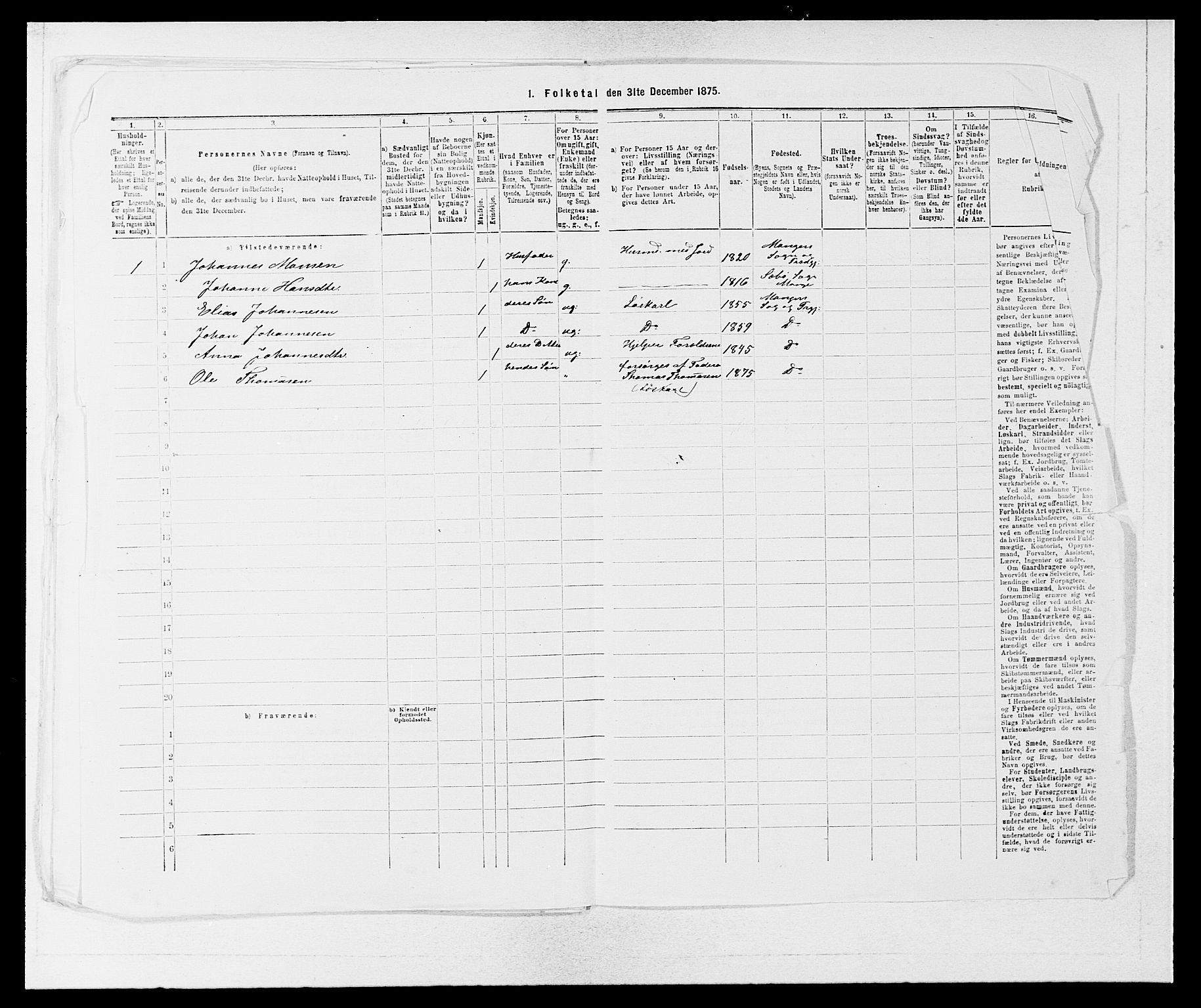 SAB, 1875 census for 1261P Manger, 1875, p. 702