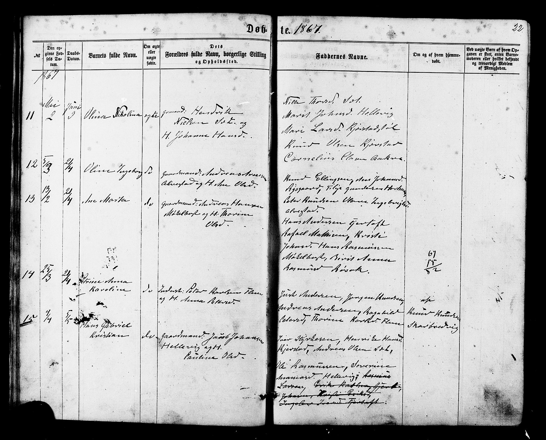Ministerialprotokoller, klokkerbøker og fødselsregistre - Møre og Romsdal, SAT/A-1454/536/L0498: Parish register (official) no. 536A07, 1862-1875, p. 22