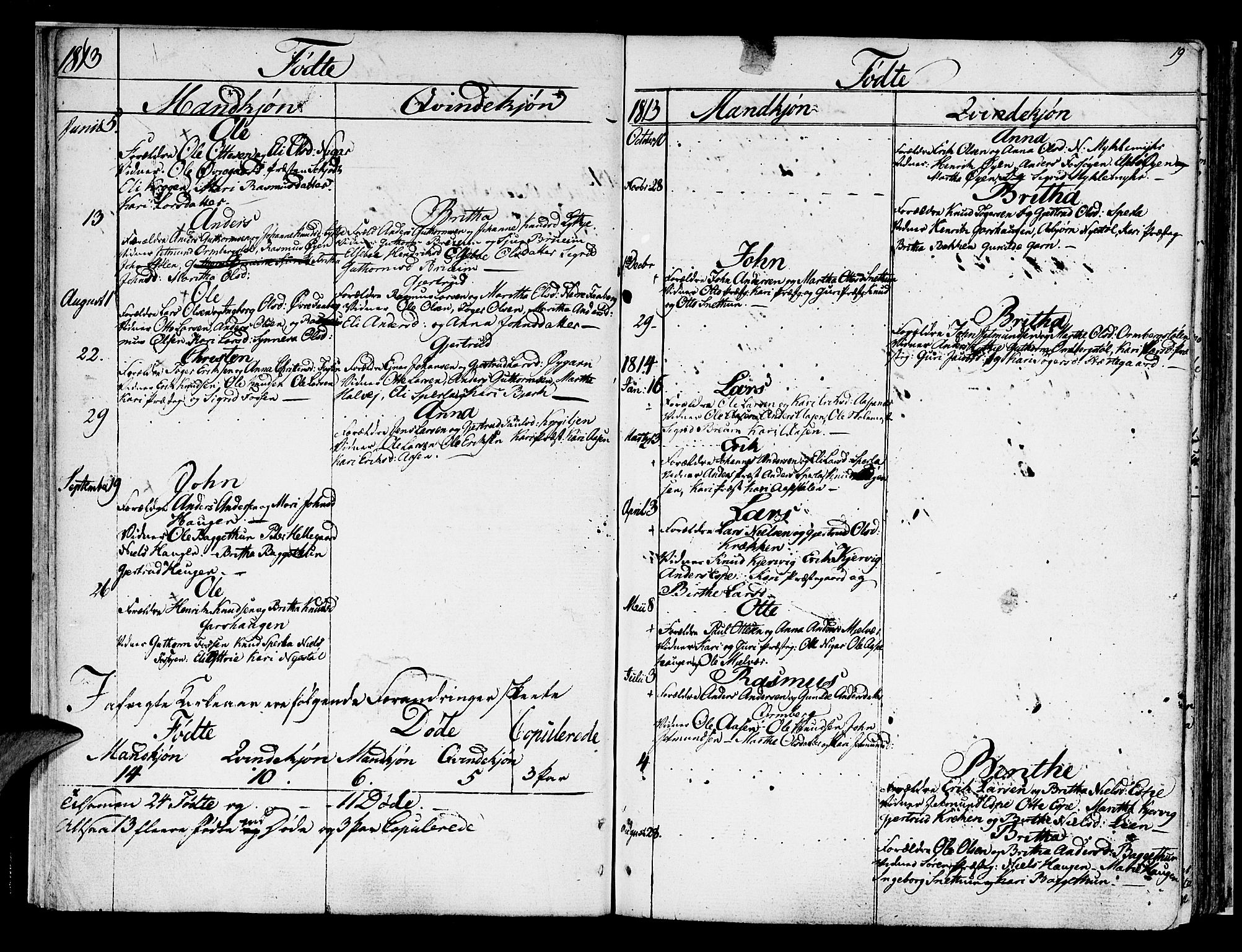 Jostedal sokneprestembete, AV/SAB-A-80601/H/Haa/Haaa/L0003: Parish register (official) no. A 3, 1807-1837, p. 19