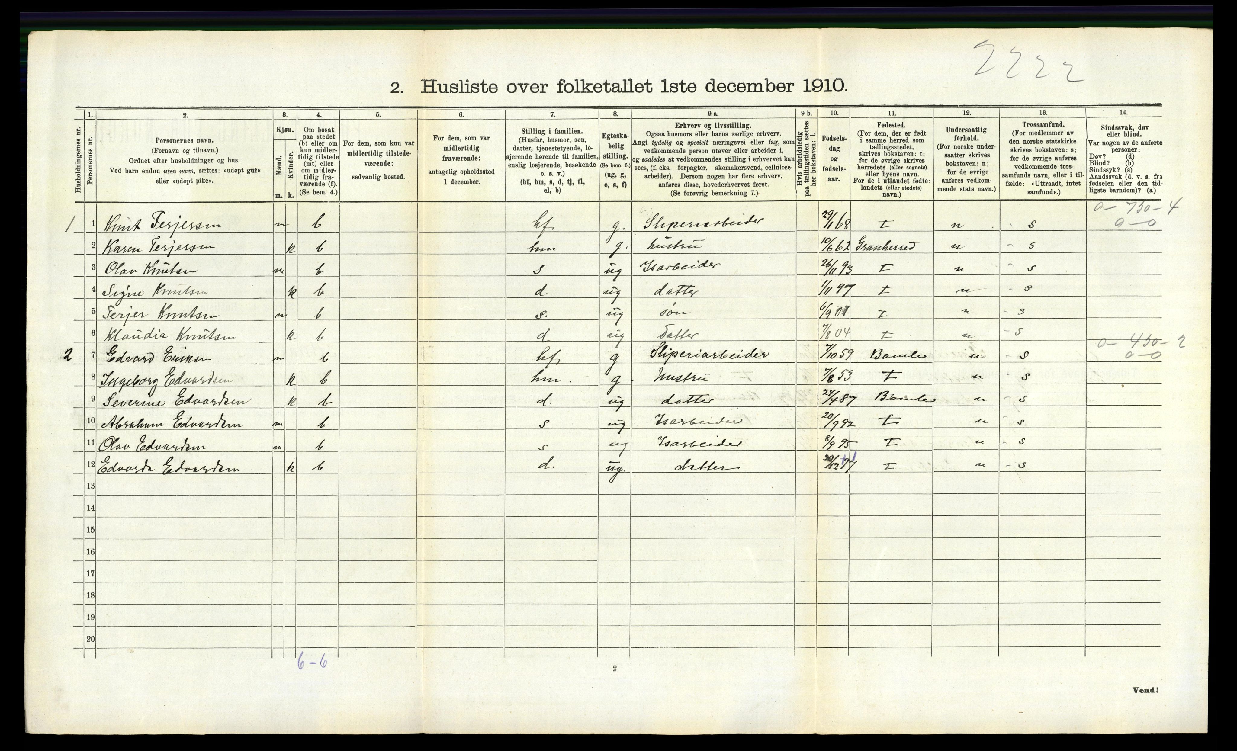 RA, 1910 census for Skåtøy, 1910, p. 1080