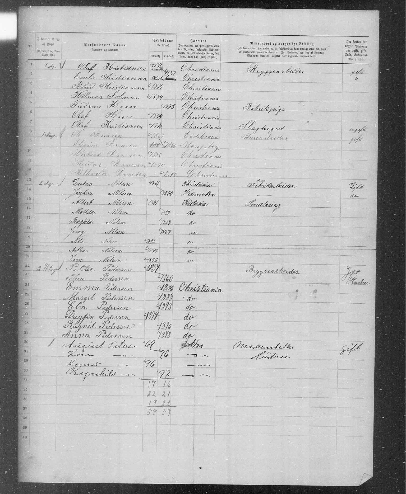 OBA, Municipal Census 1899 for Kristiania, 1899, p. 2322