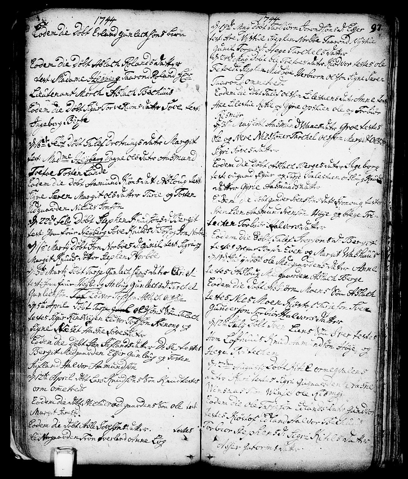 Vinje kirkebøker, SAKO/A-312/F/Fa/L0001: Parish register (official) no. I 1, 1717-1766, p. 97