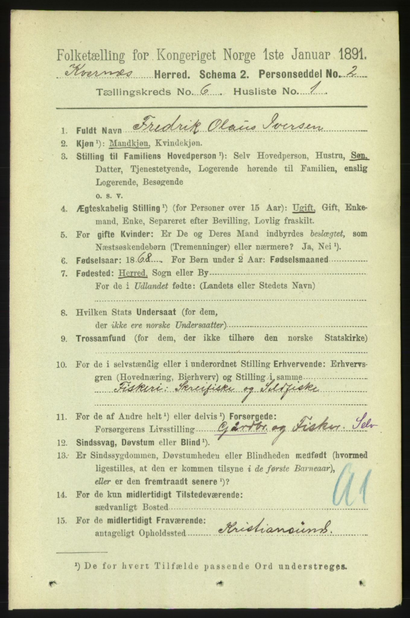 RA, 1891 census for 1553 Kvernes, 1891, p. 2903