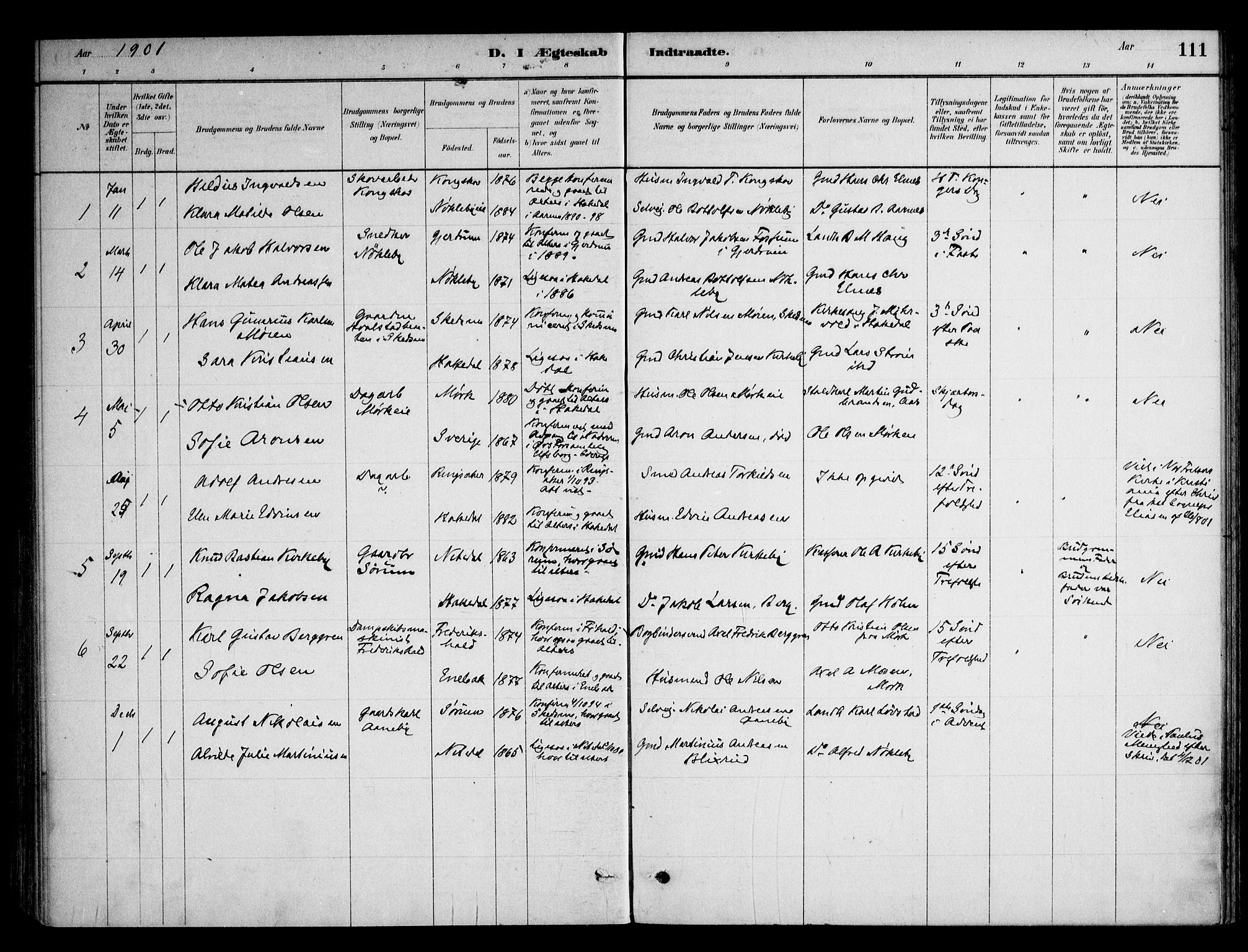Nittedal prestekontor Kirkebøker, SAO/A-10365a/F/Fb/L0001: Parish register (official) no. II 1, 1879-1901, p. 111