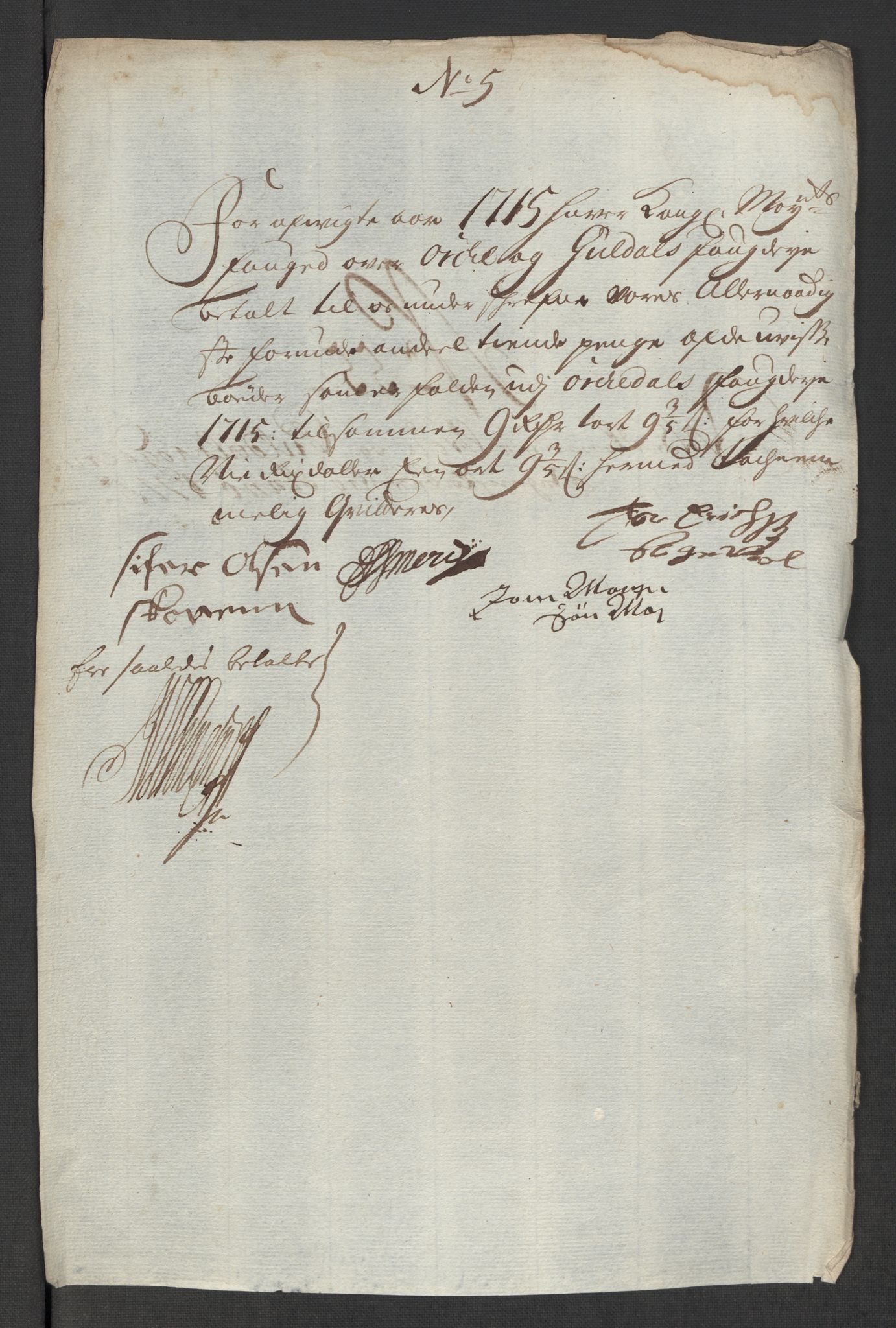 Rentekammeret inntil 1814, Reviderte regnskaper, Fogderegnskap, AV/RA-EA-4092/R60/L3966: Fogderegnskap Orkdal og Gauldal, 1715, p. 424