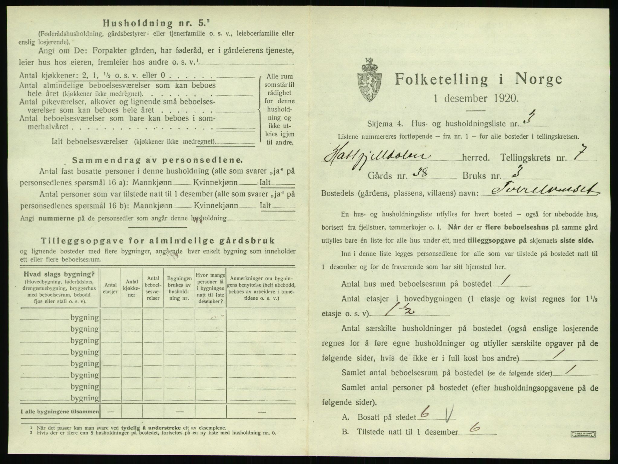 SAT, 1920 census for Hattfjelldal, 1920, p. 212