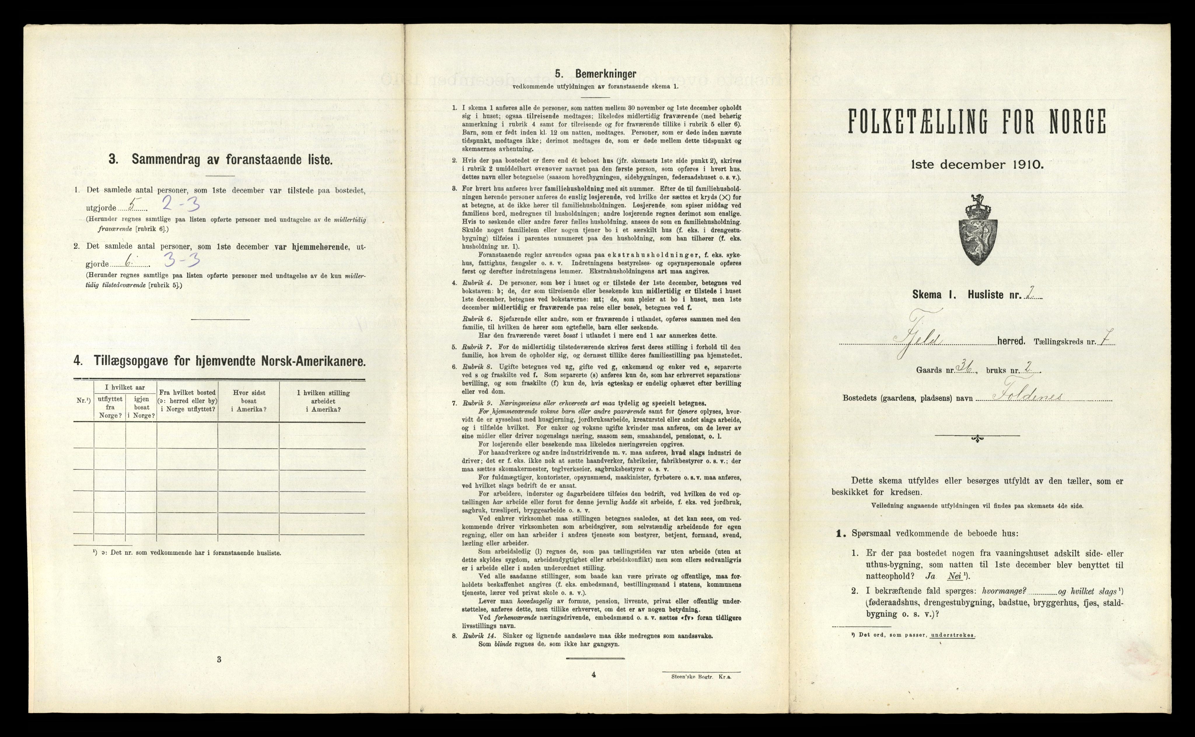 RA, 1910 census for Fjell, 1910, p. 715