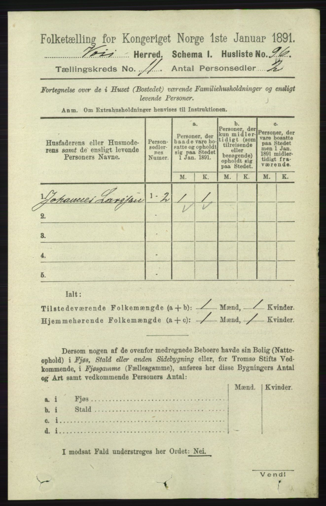 RA, 1891 census for 1235 Voss, 1891, p. 5820