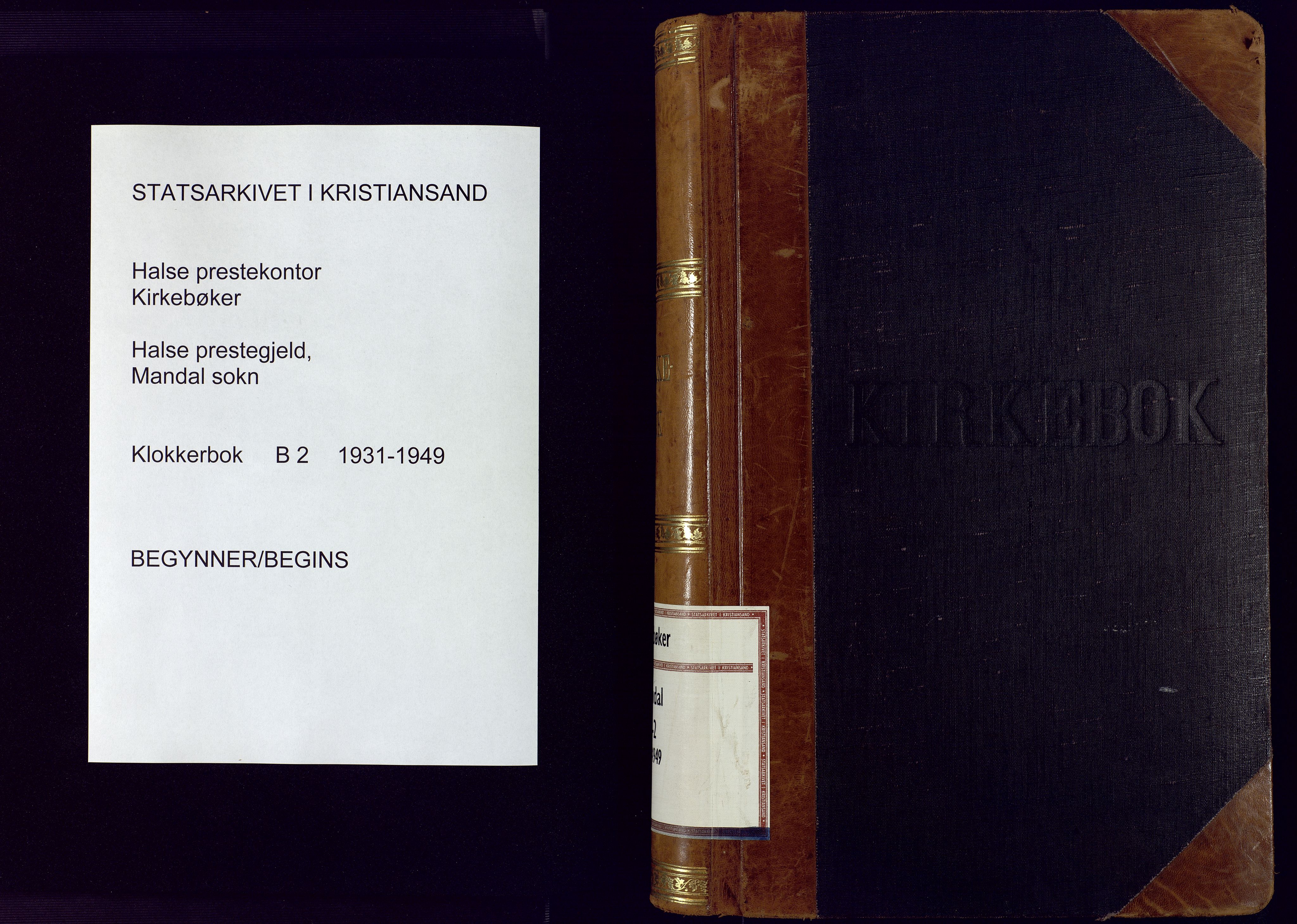 Mandal sokneprestkontor, SAK/1111-0030/F/Fb/Fbc/L0002: Parish register (copy) no. B 2, 1931-1949