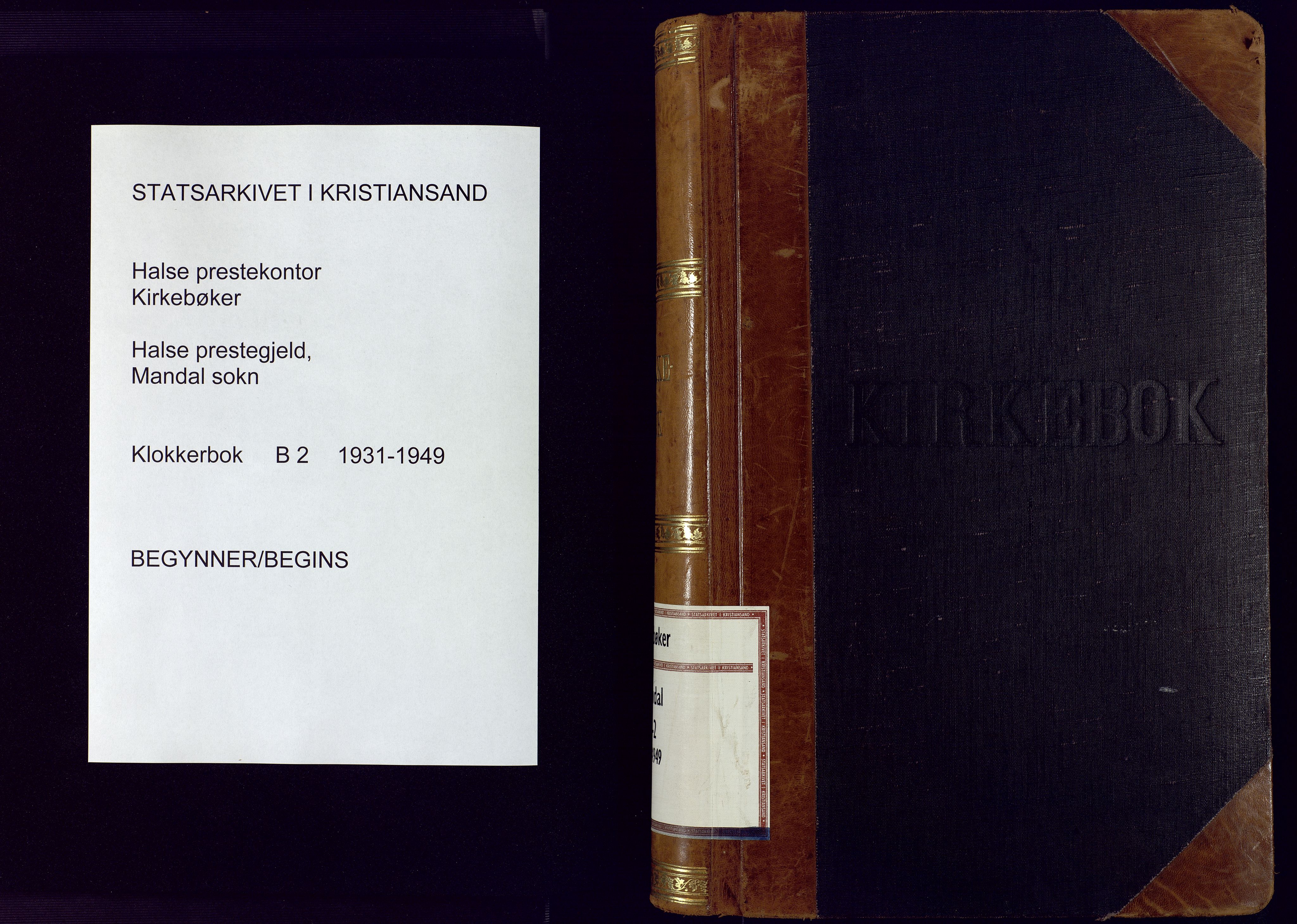 Mandal sokneprestkontor, AV/SAK-1111-0030/F/Fb/Fbc/L0002: Parish register (copy) no. B 2, 1931-1949