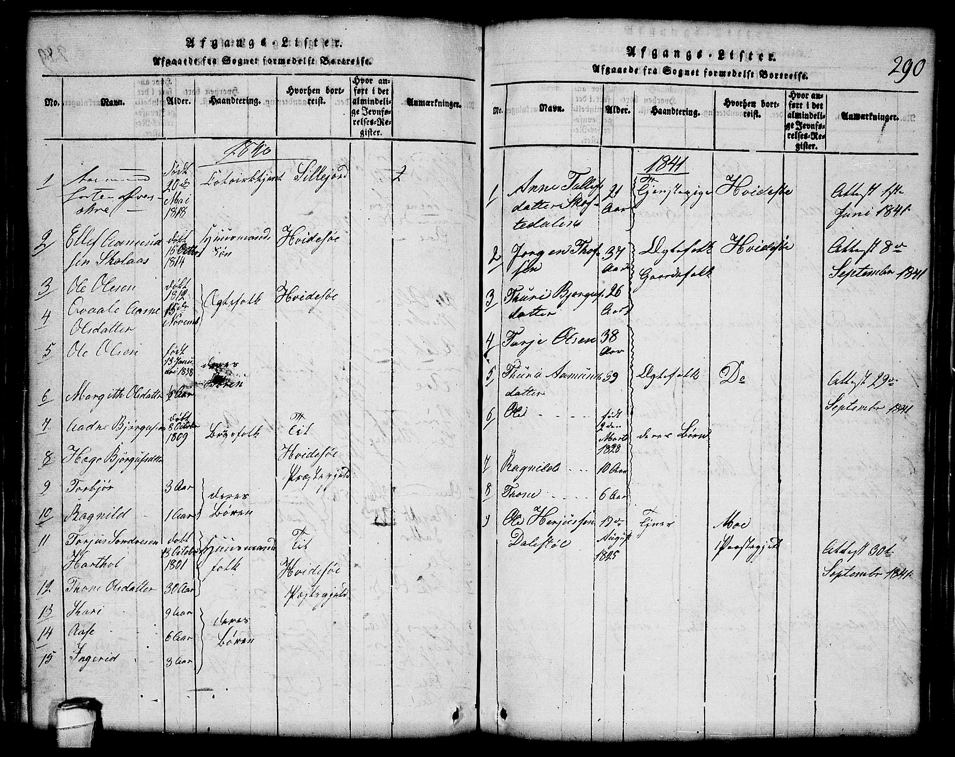 Lårdal kirkebøker, SAKO/A-284/G/Gc/L0001: Parish register (copy) no. III 1, 1815-1854, p. 290