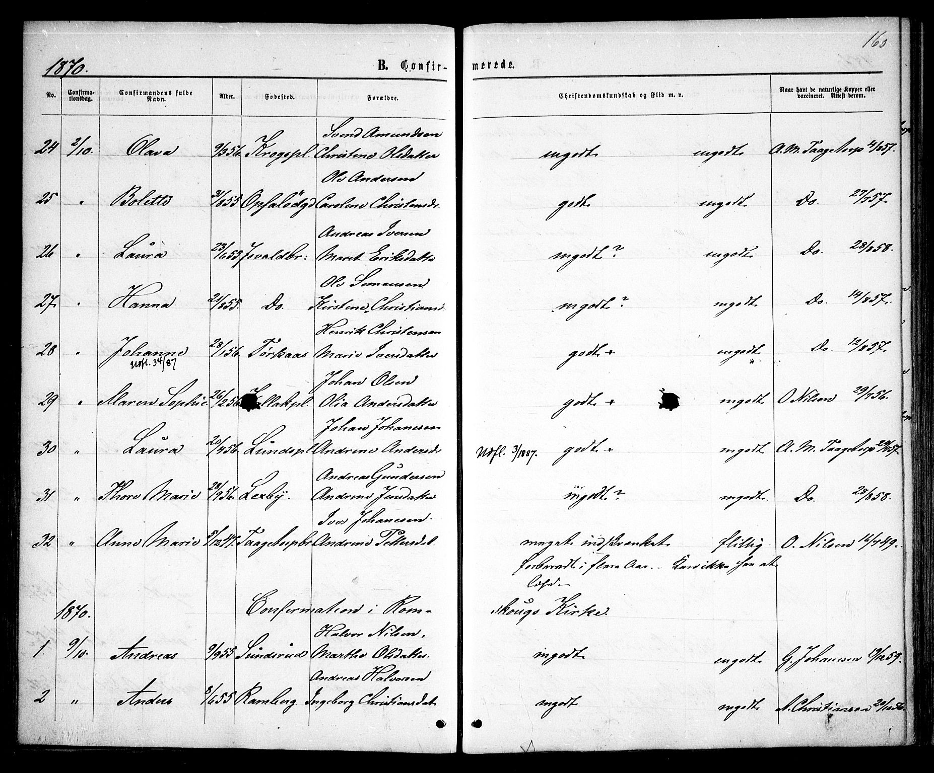 Rødenes prestekontor Kirkebøker, AV/SAO-A-2005/F/Fa/L0008: Parish register (official) no. I 8, 1869-1879, p. 160