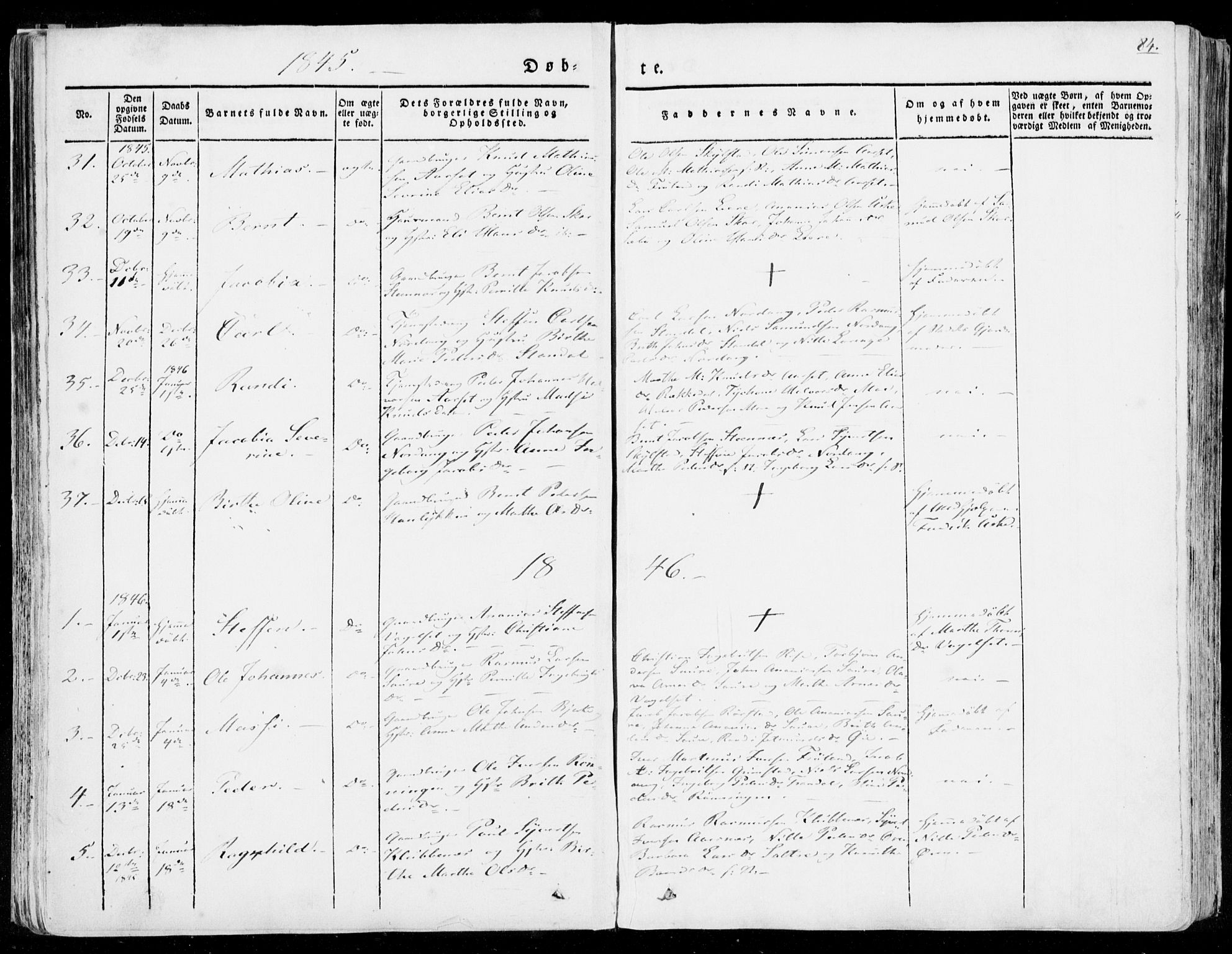 Ministerialprotokoller, klokkerbøker og fødselsregistre - Møre og Romsdal, SAT/A-1454/515/L0208: Parish register (official) no. 515A04, 1830-1846, p. 84