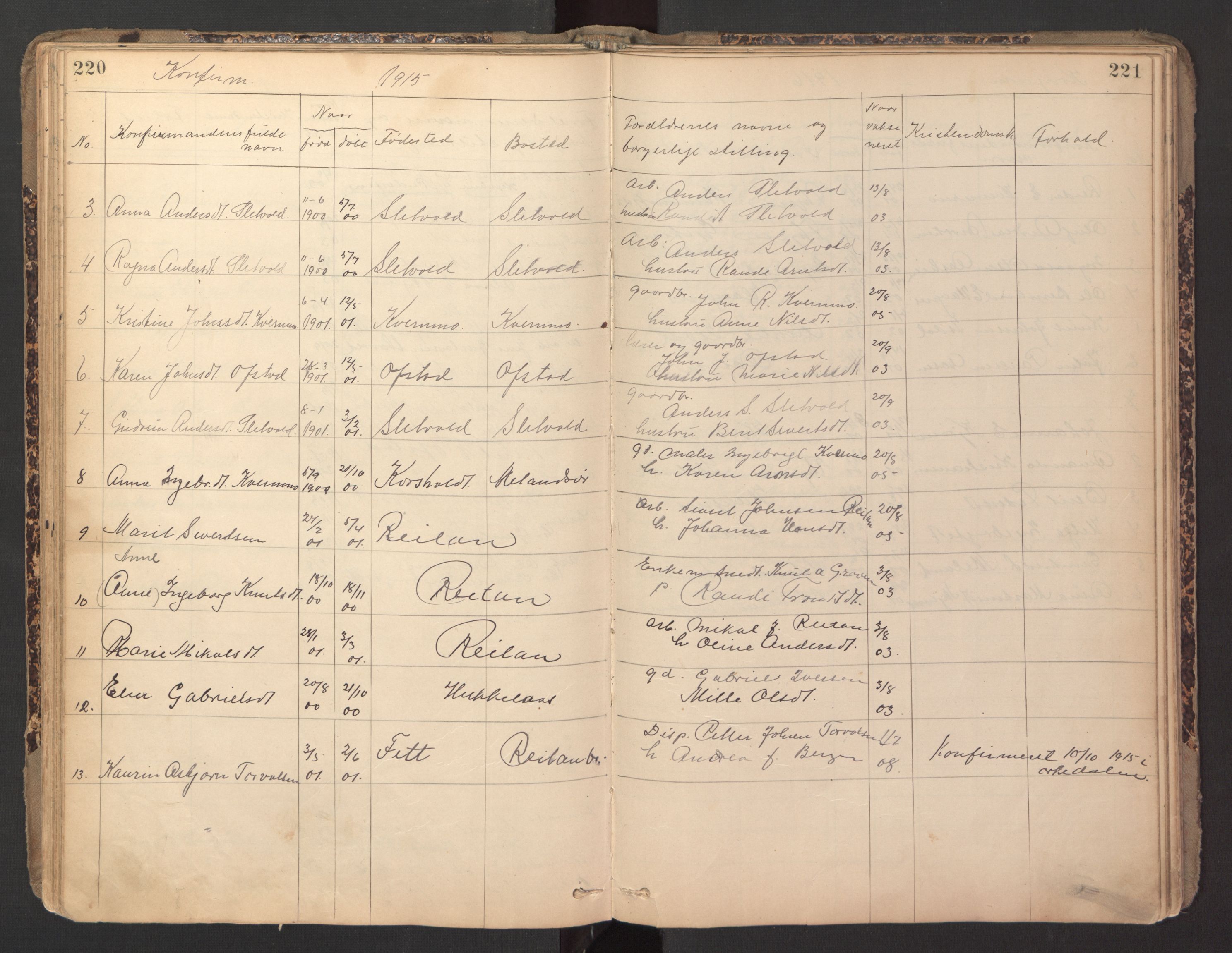 Ministerialprotokoller, klokkerbøker og fødselsregistre - Sør-Trøndelag, SAT/A-1456/670/L0837: Parish register (copy) no. 670C01, 1905-1946, p. 220-221