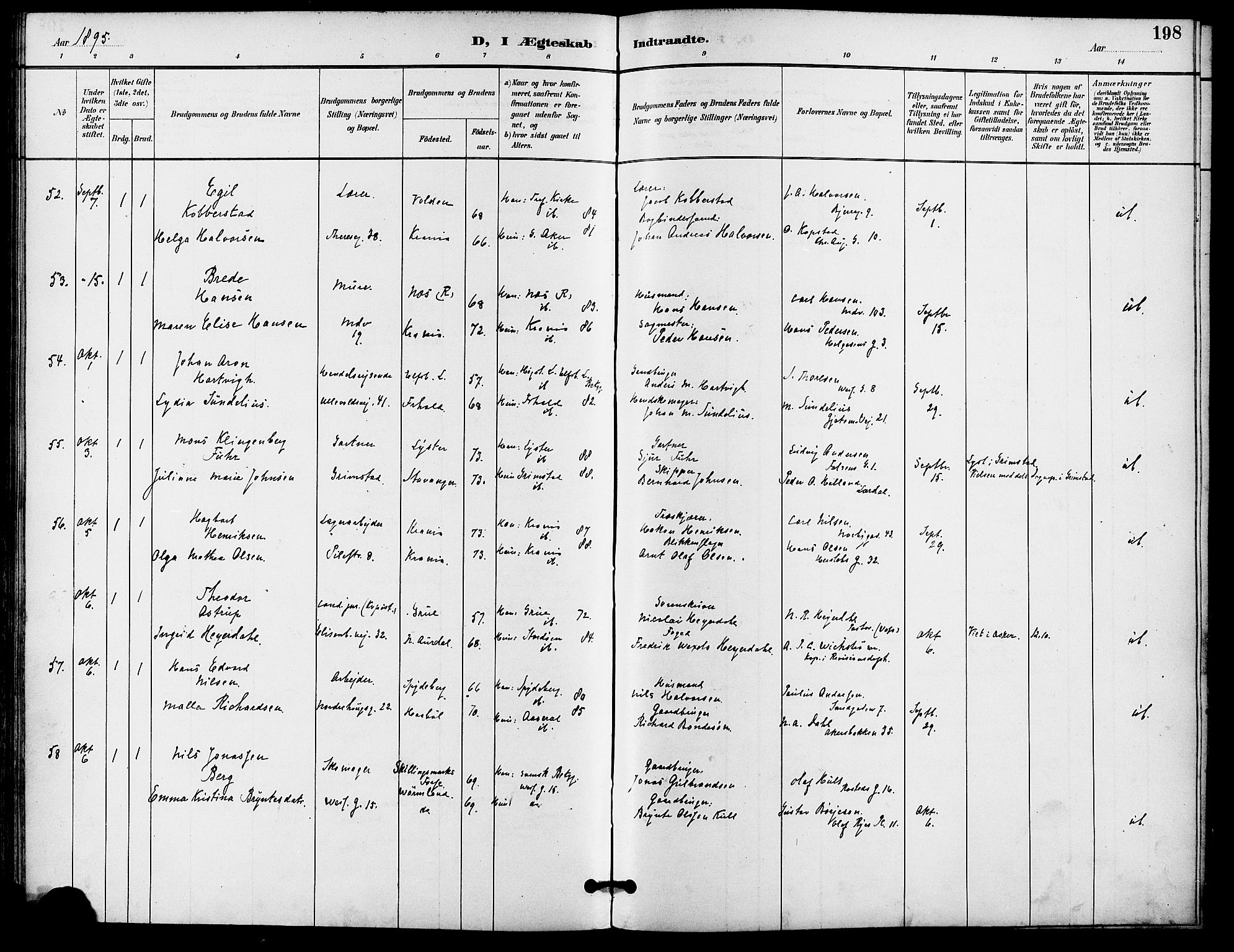 Gamle Aker prestekontor Kirkebøker, SAO/A-10617a/F/L0009: Parish register (official) no. 9, 1890-1898, p. 198