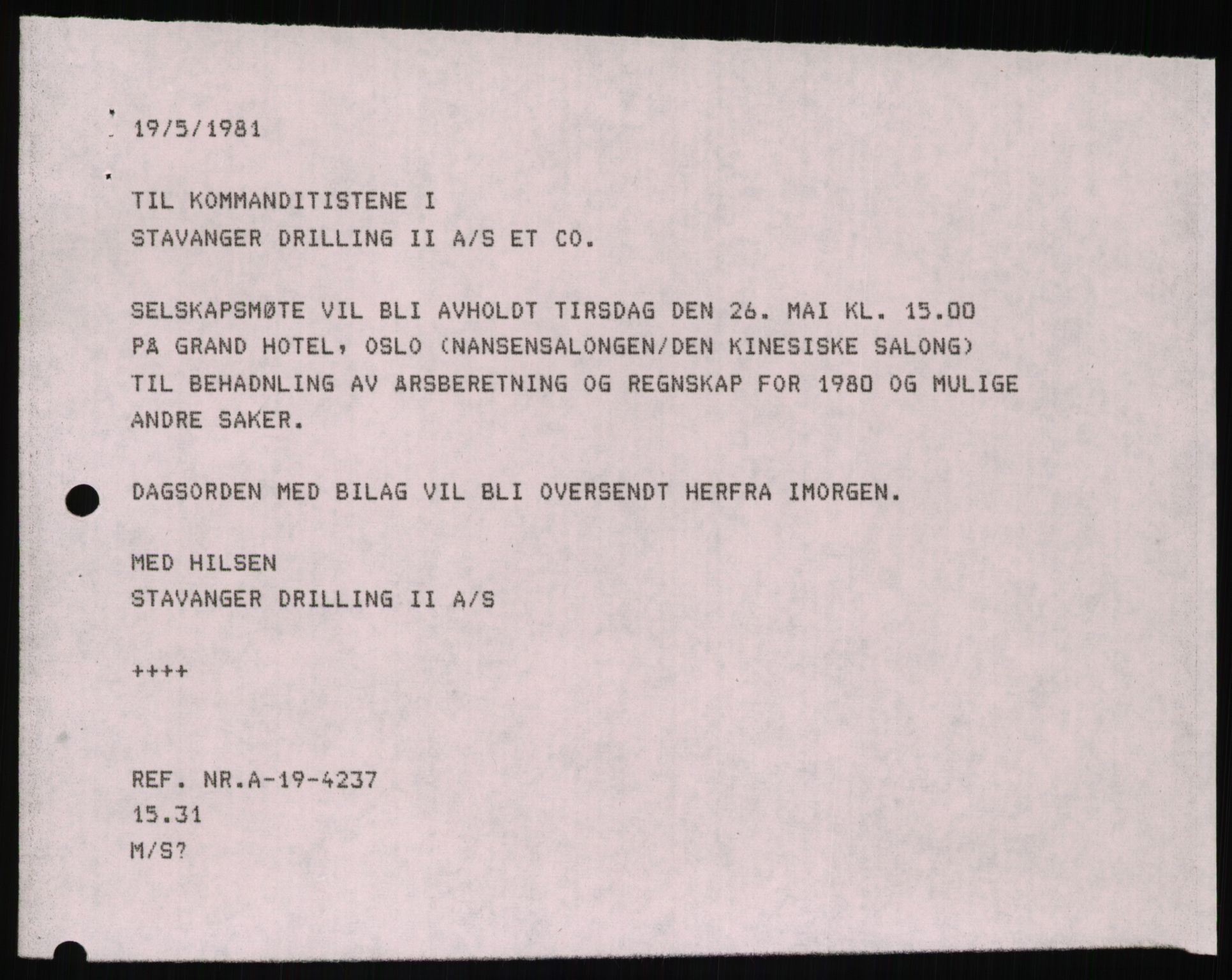 Pa 1503 - Stavanger Drilling AS, SAST/A-101906/D/L0006: Korrespondanse og saksdokumenter, 1974-1984, p. 41