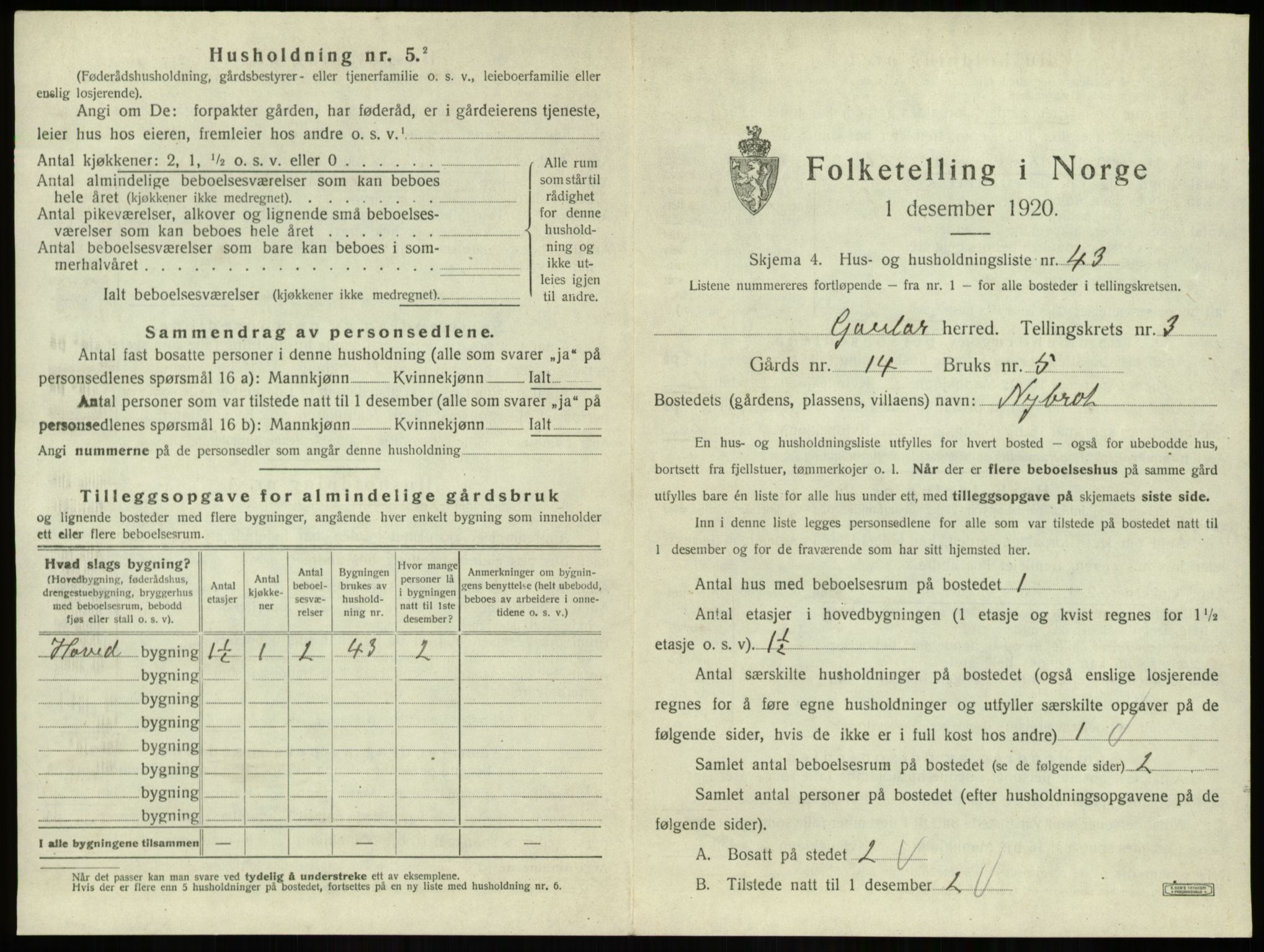 SAB, 1920 census for Gaular, 1920, p. 246