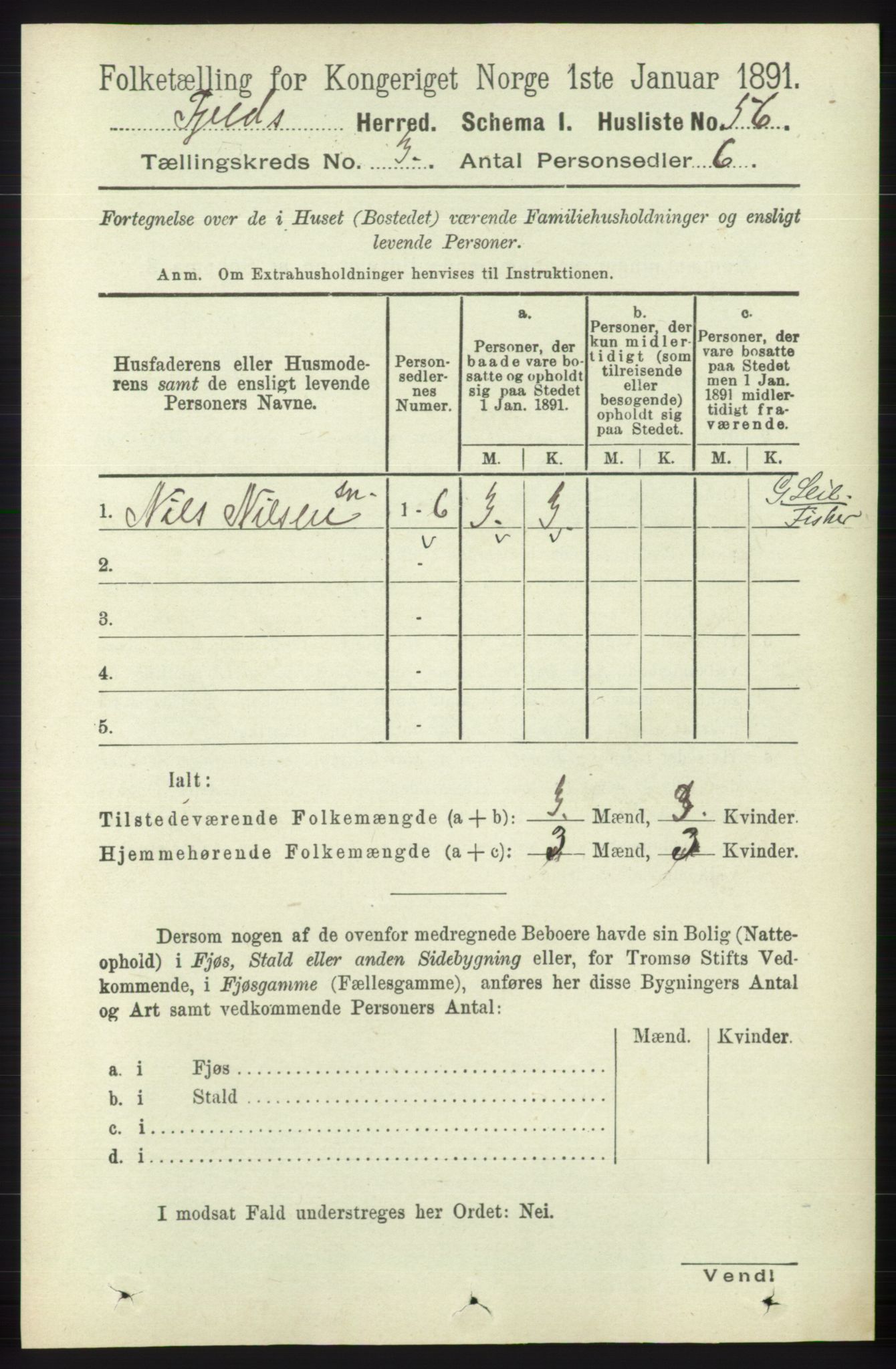 RA, 1891 census for 1246 Fjell, 1891, p. 1269