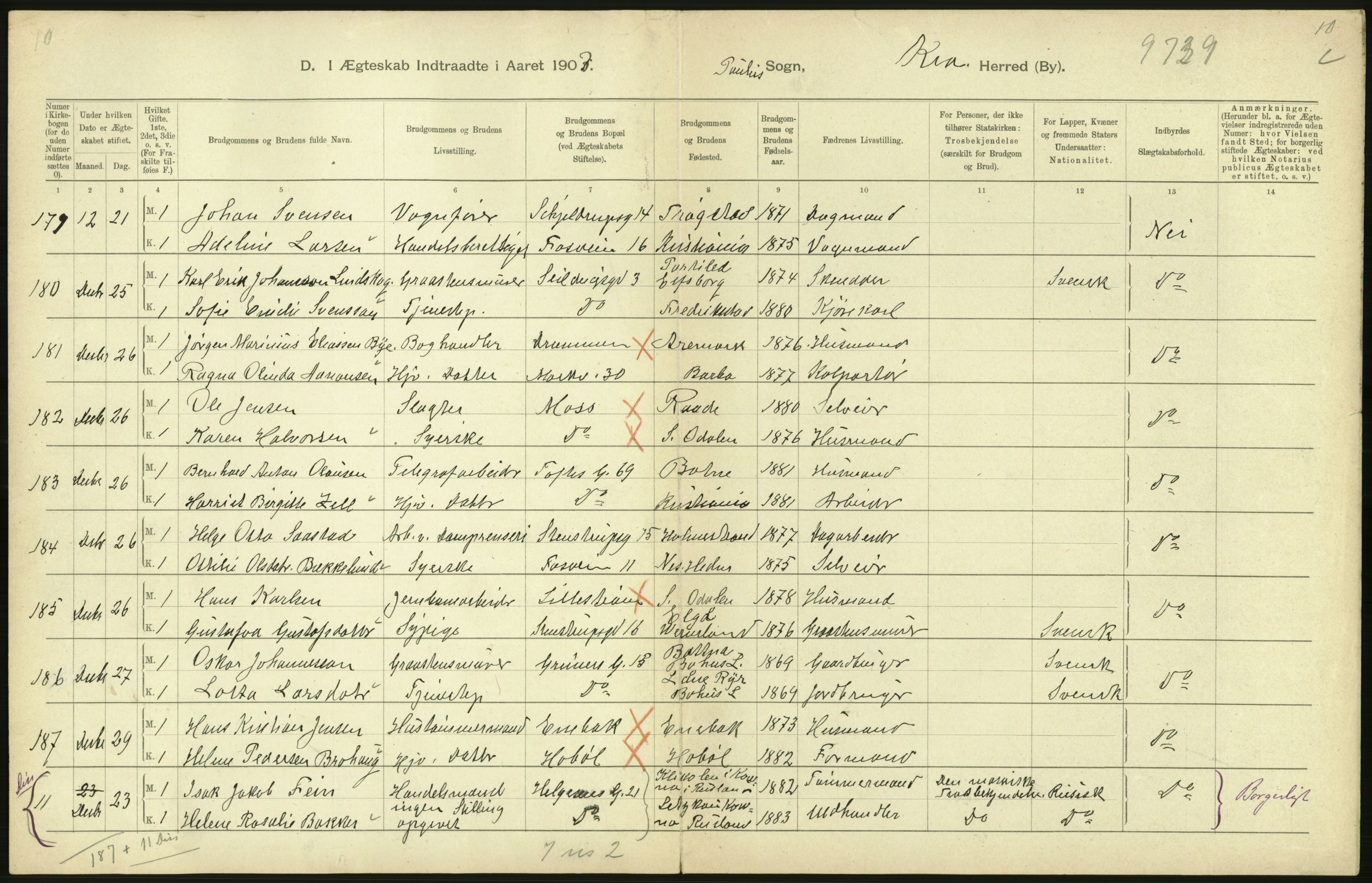 Statistisk sentralbyrå, Sosiodemografiske emner, Befolkning, AV/RA-S-2228/D/Df/Dfa/Dfaa/L0004: Kristiania: Gifte, døde, 1903, p. 478