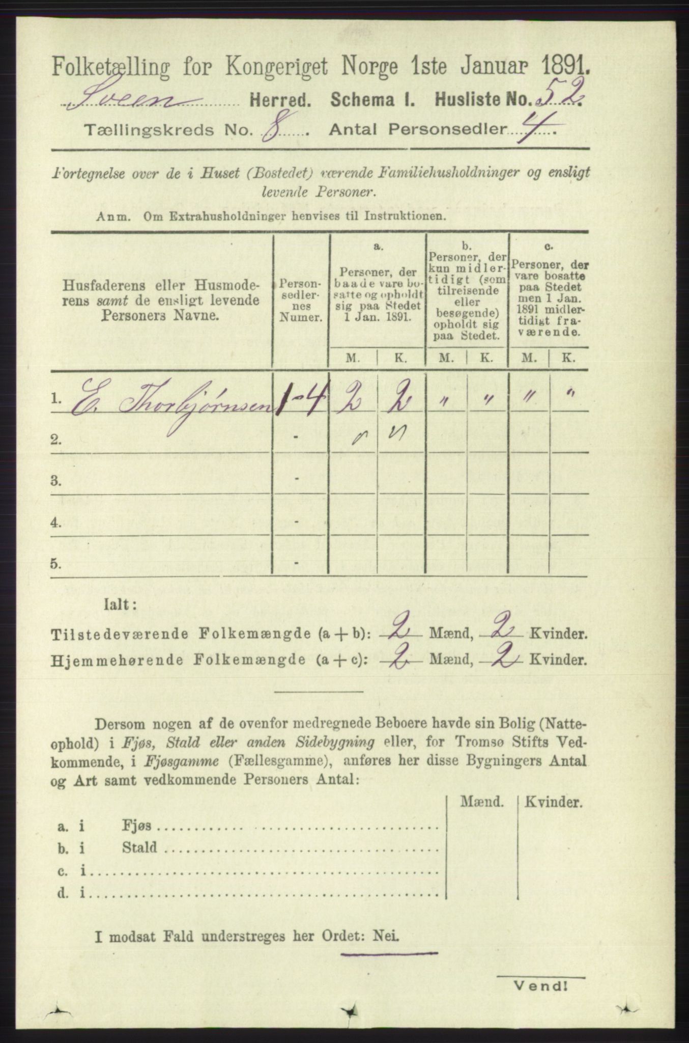 RA, 1891 census for 1216 Sveio, 1891, p. 2347