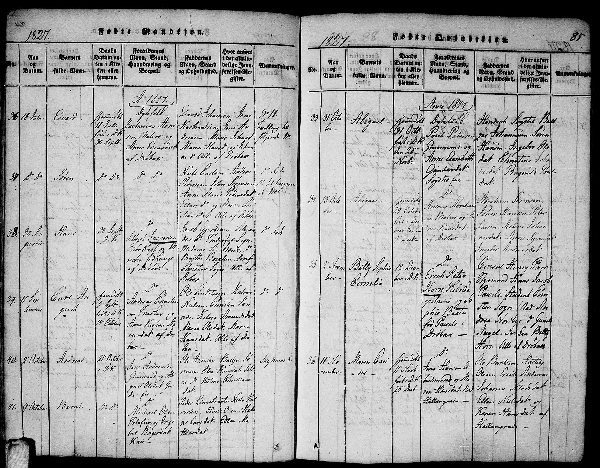 Drøbak prestekontor Kirkebøker, SAO/A-10142a/F/Fa/L0001: Parish register (official) no. I 1, 1816-1842, p. 85