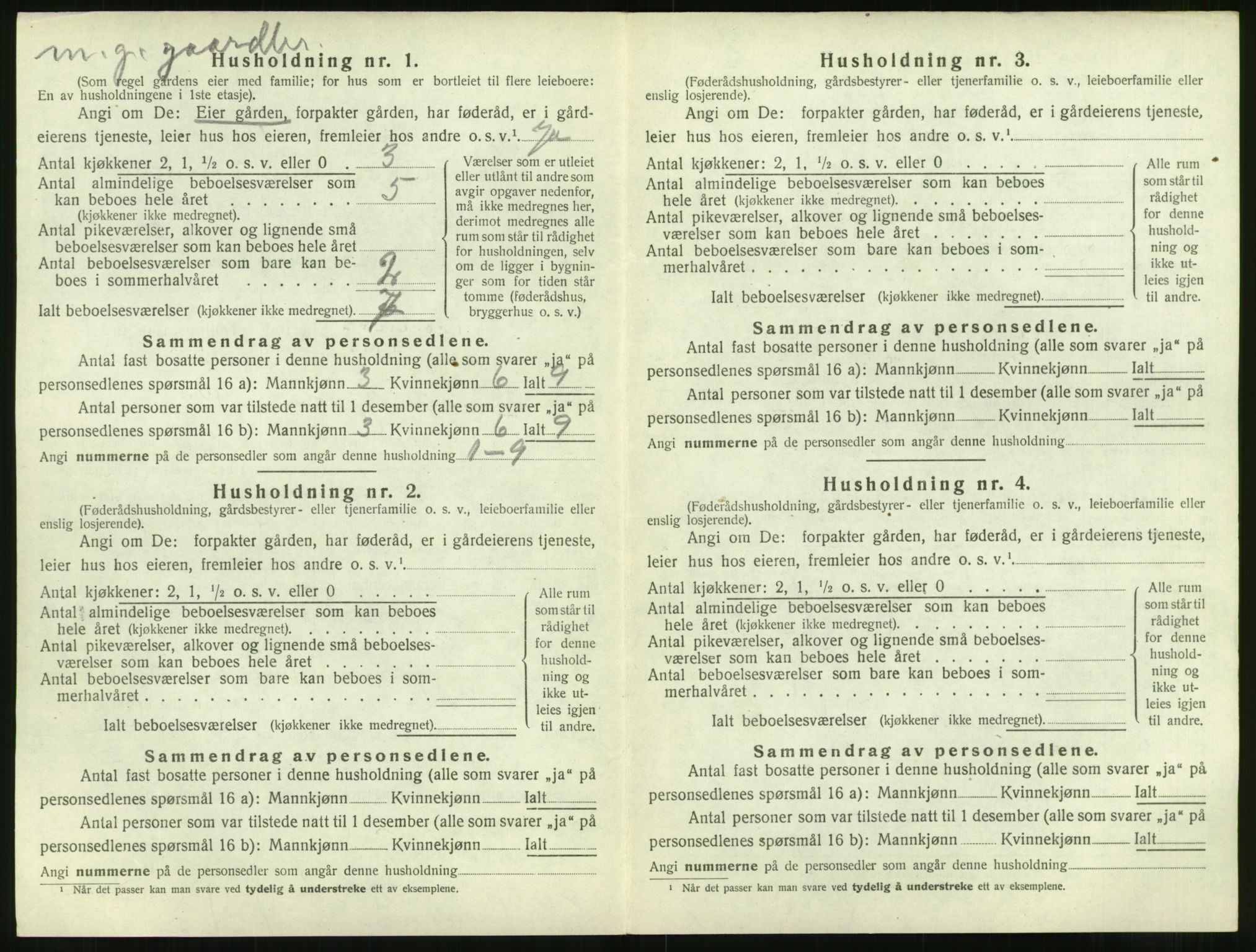 SAT, 1920 census for Vatne, 1920, p. 353