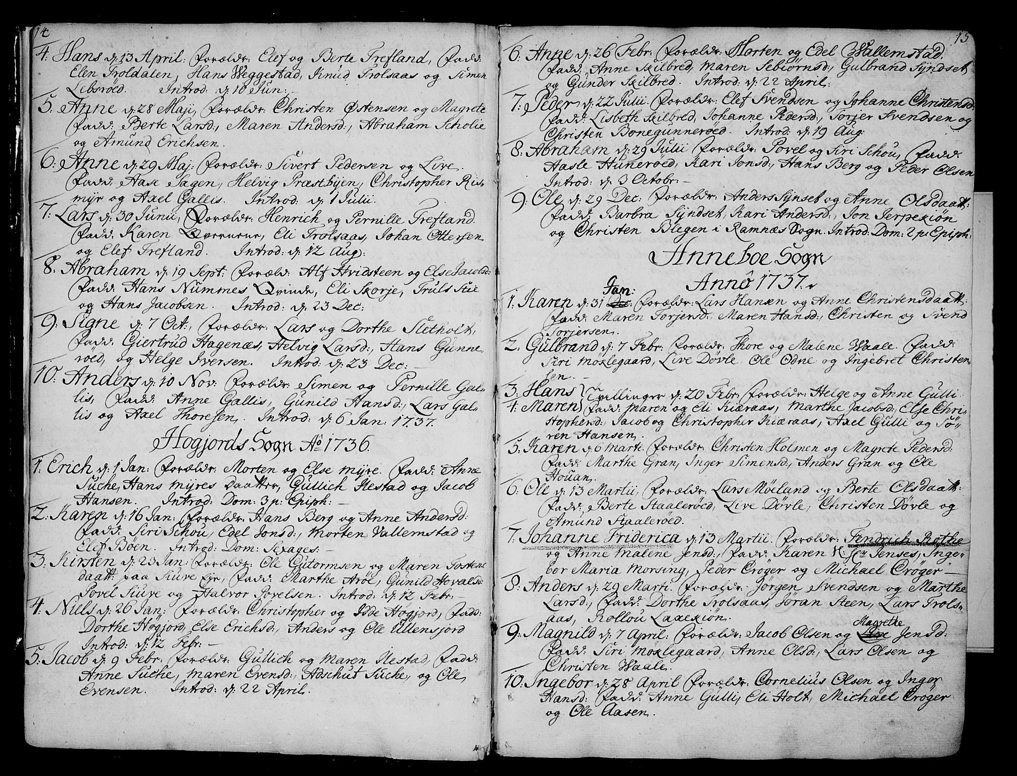 Andebu kirkebøker, SAKO/A-336/F/Fa/L0002: Parish register (official) no. 2, 1733-1802, p. 14-15