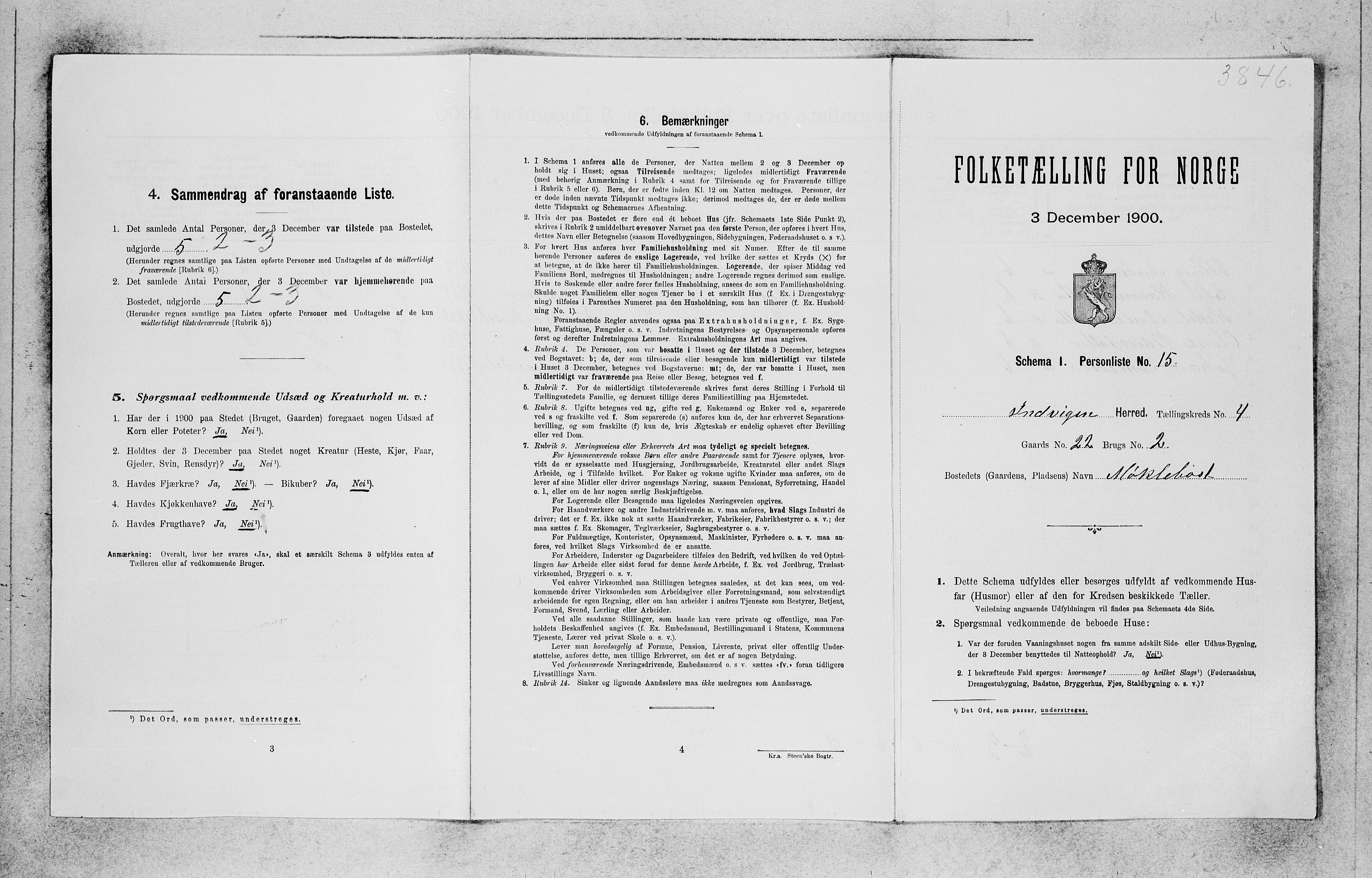 SAB, 1900 census for Innvik, 1900, p. 394