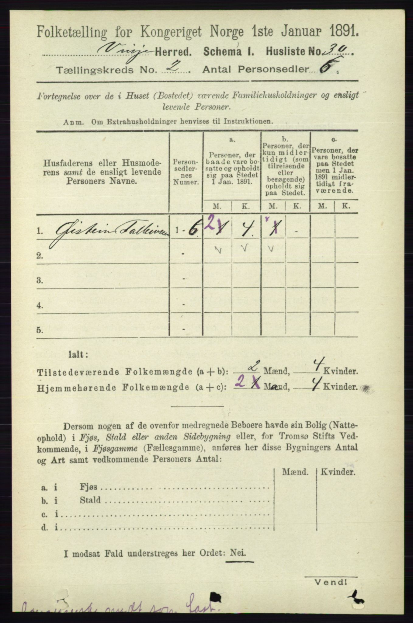 RA, 1891 census for 0834 Vinje, 1891, p. 347