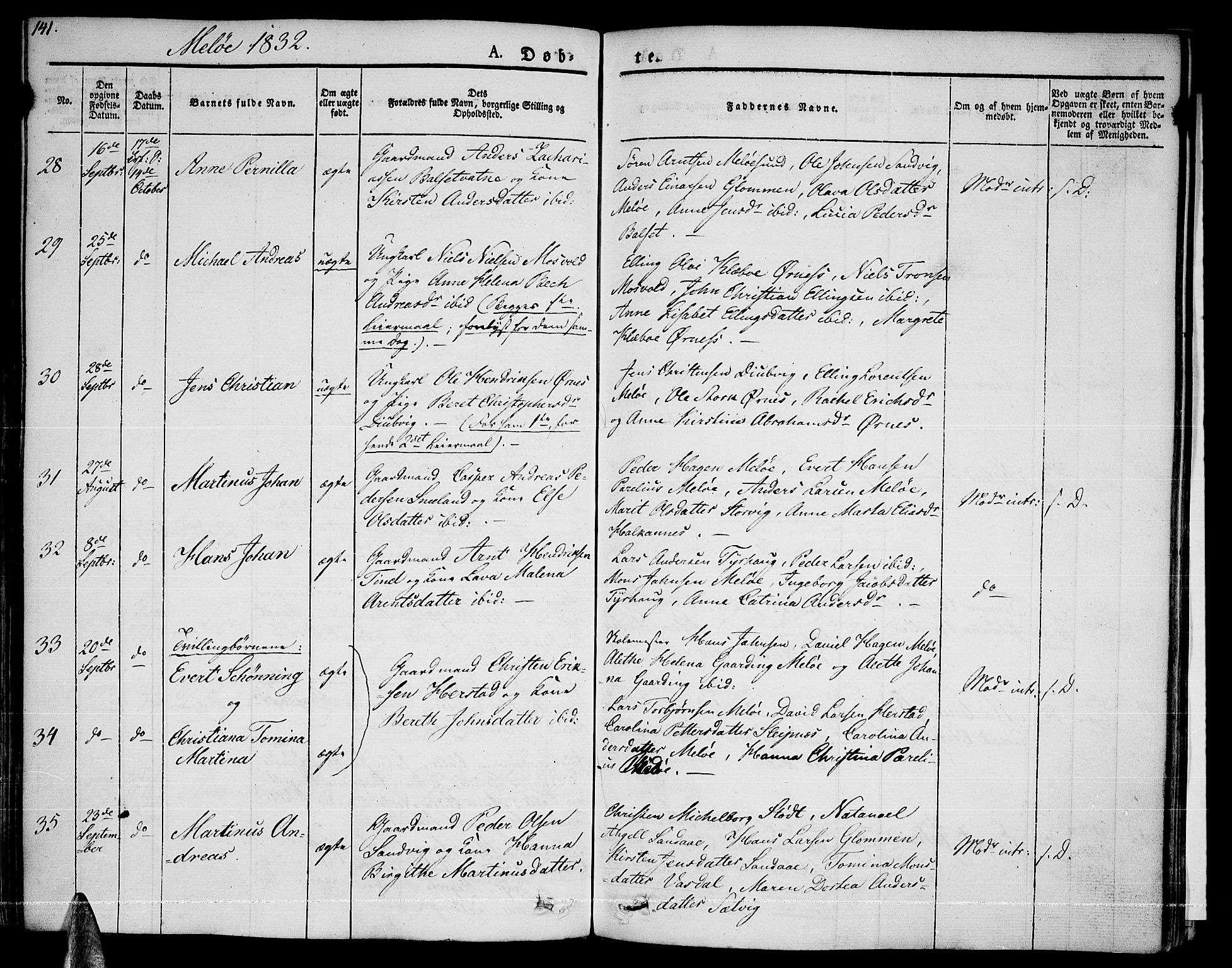 Ministerialprotokoller, klokkerbøker og fødselsregistre - Nordland, SAT/A-1459/841/L0598: Parish register (official) no. 841A06 /2, 1825-1844, p. 141