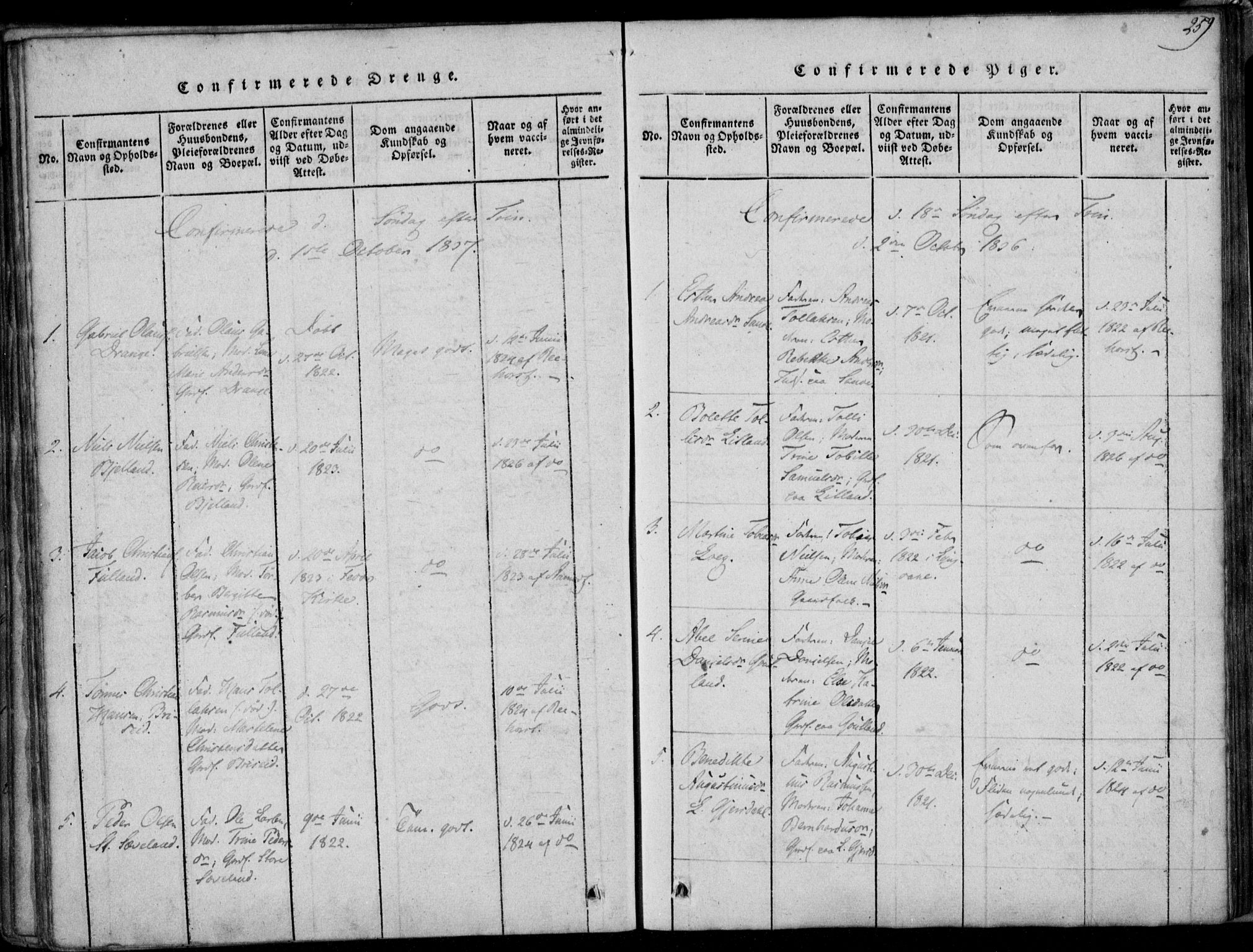 Herad sokneprestkontor, AV/SAK-1111-0018/F/Fa/Faa/L0003: Parish register (official) no. A 3, 1816-1844, p. 259