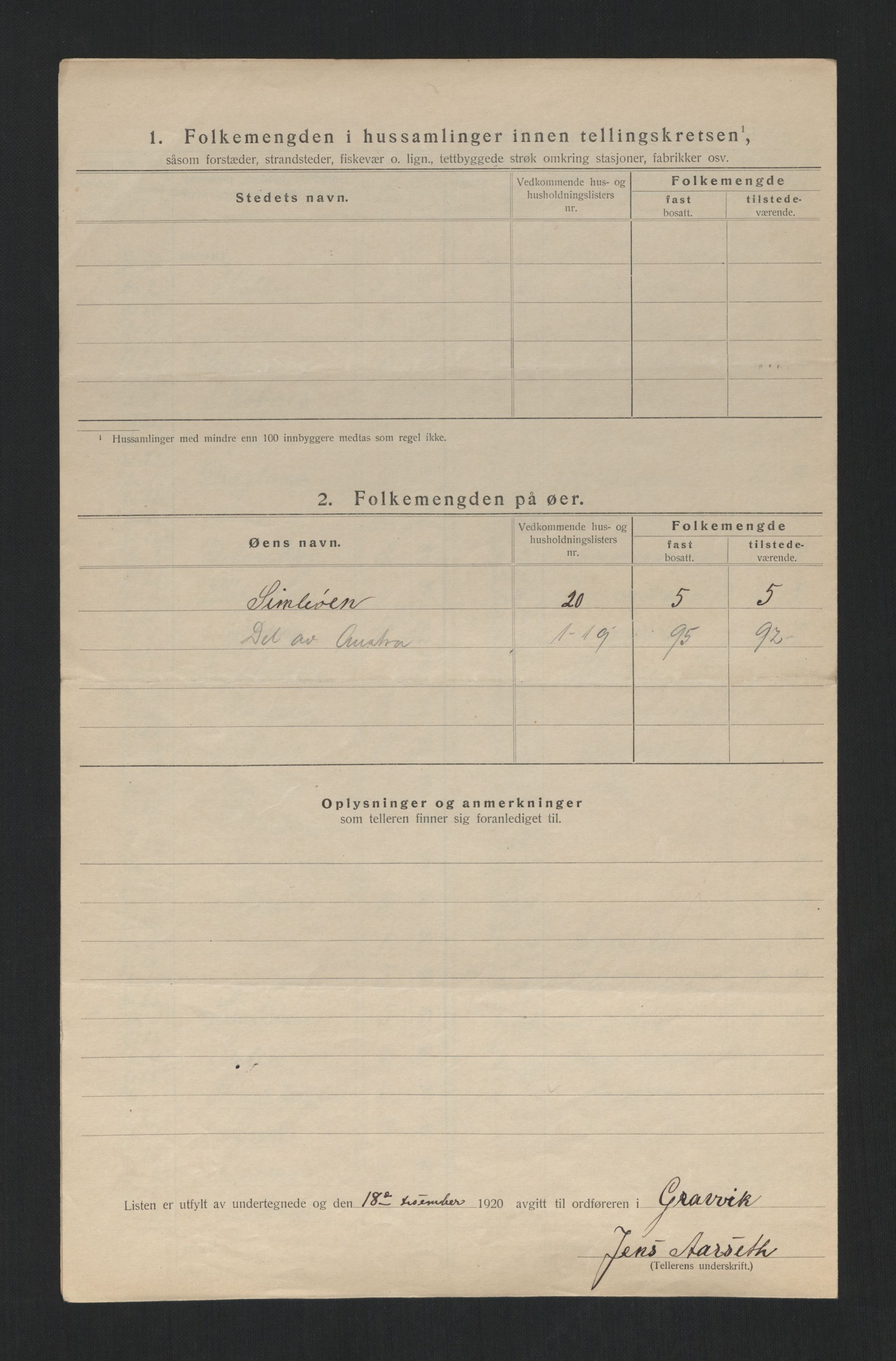 SAT, 1920 census for Gravvik, 1920, p. 9