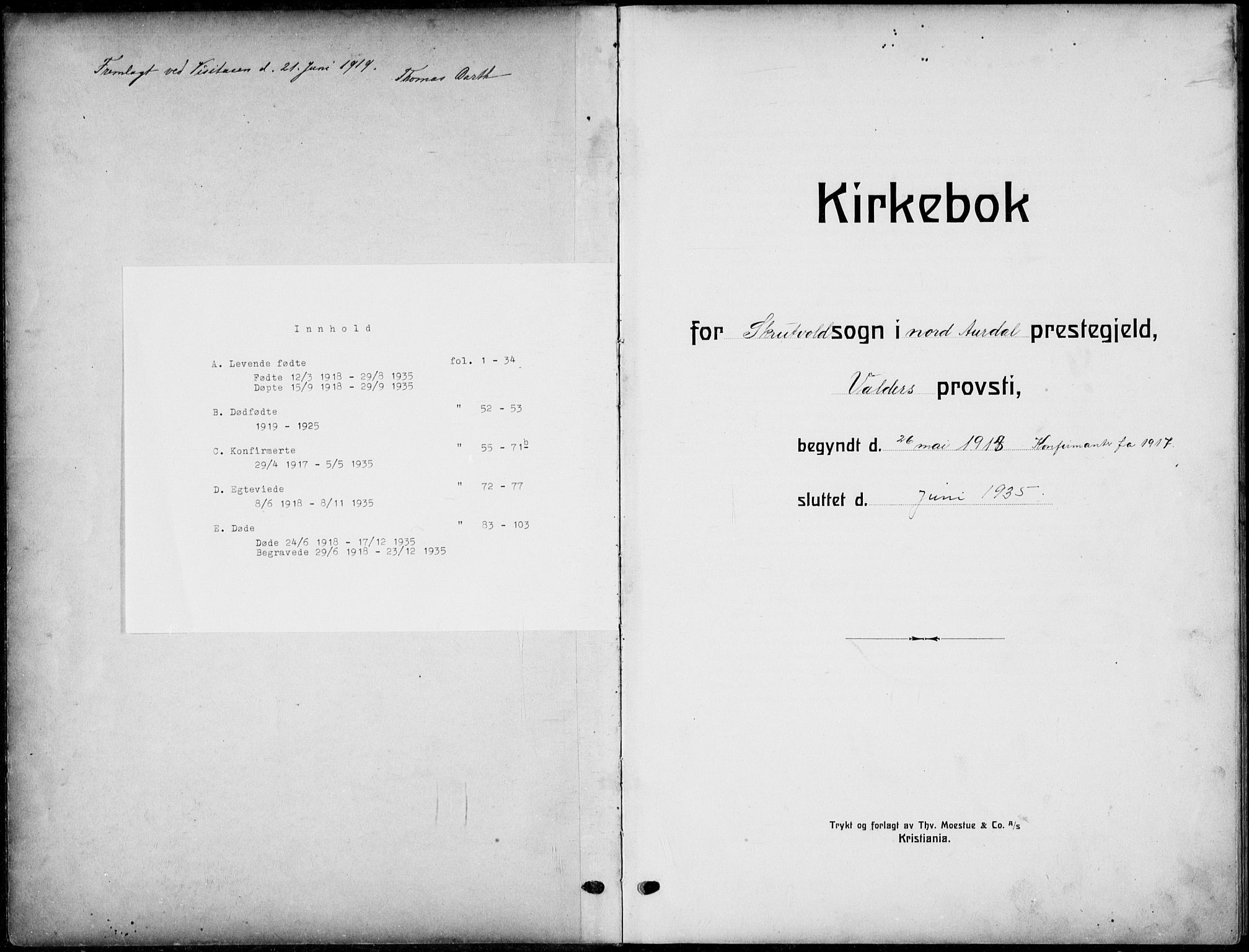 Nord-Aurdal prestekontor, SAH/PREST-132/H/Ha/Hab/L0015: Parish register (copy) no. 15, 1918-1935