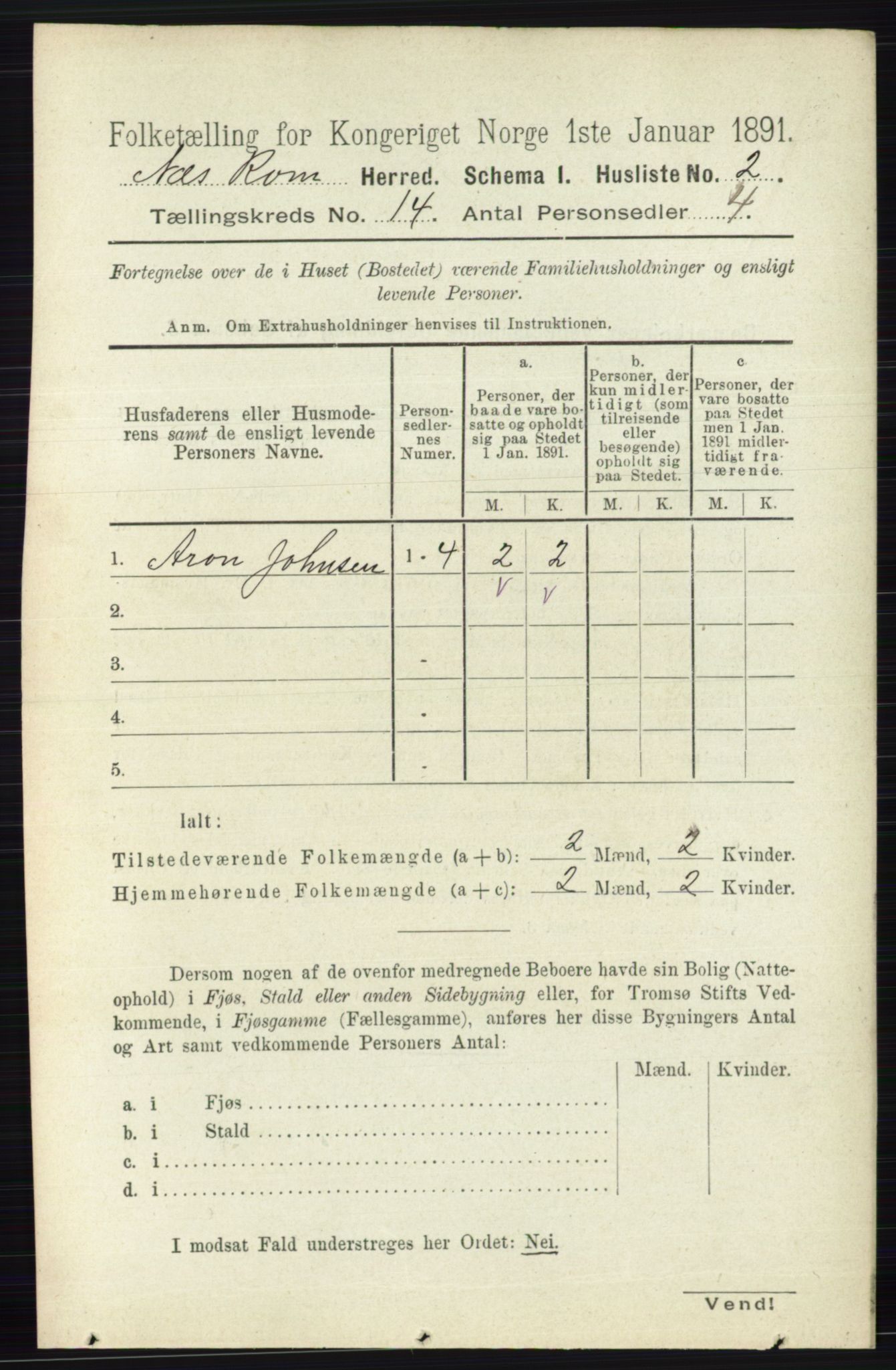 RA, 1891 census for 0236 Nes, 1891, p. 8421