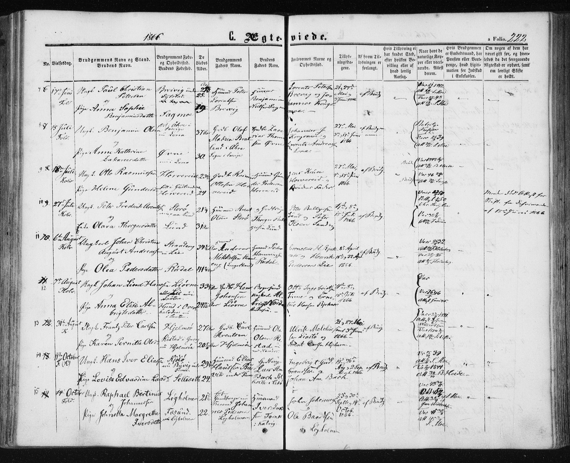 Ministerialprotokoller, klokkerbøker og fødselsregistre - Nord-Trøndelag, SAT/A-1458/780/L0641: Parish register (official) no. 780A06, 1857-1874, p. 222
