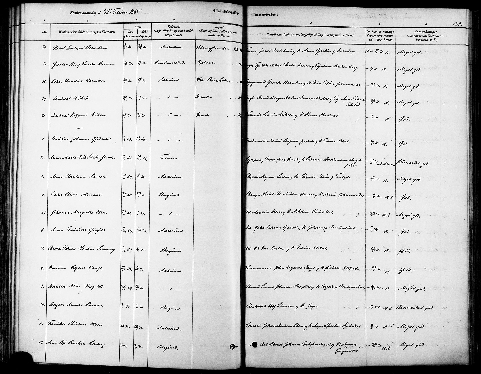 Ministerialprotokoller, klokkerbøker og fødselsregistre - Møre og Romsdal, AV/SAT-A-1454/529/L0454: Parish register (official) no. 529A04, 1878-1885, p. 183