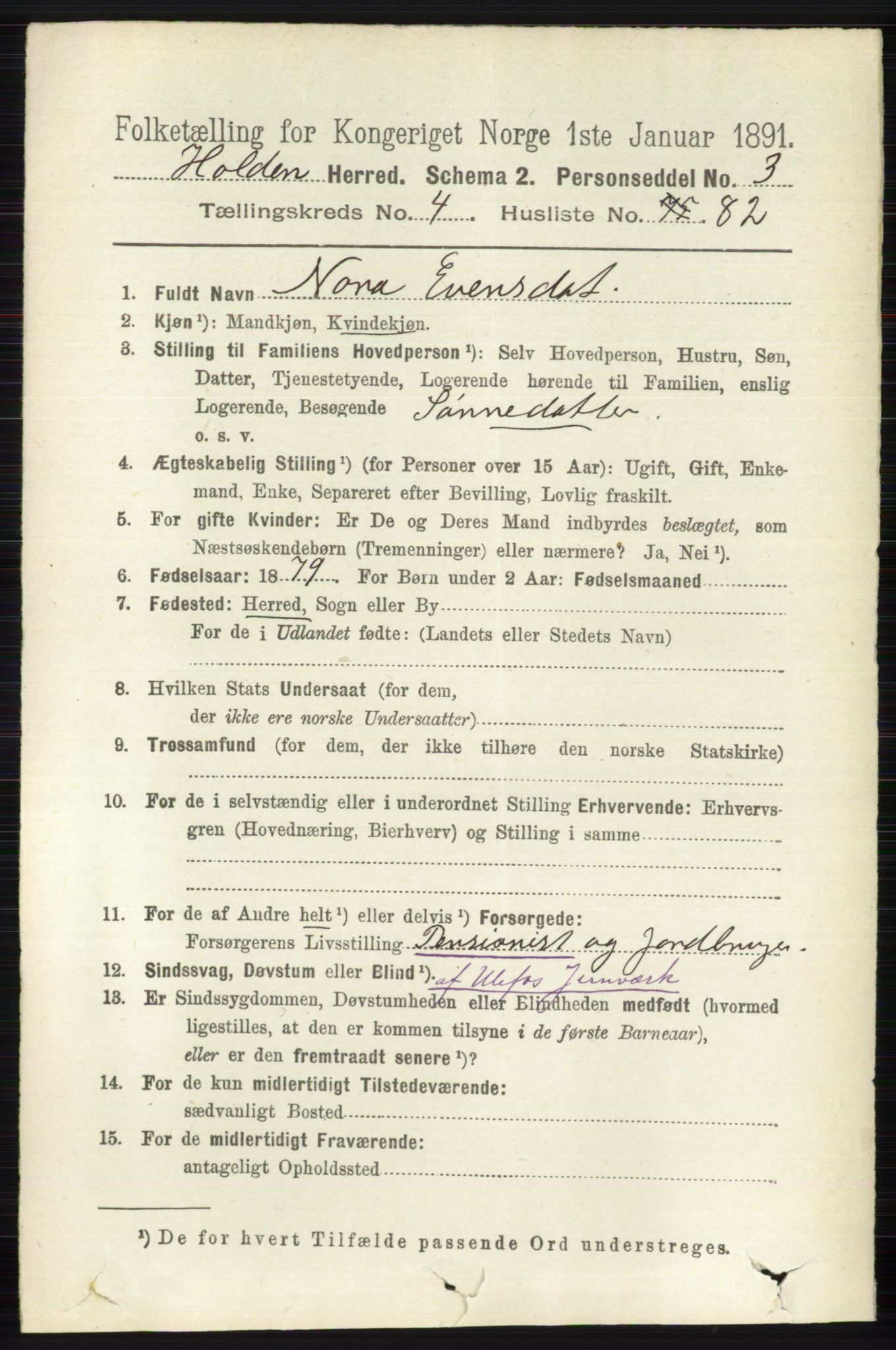 RA, 1891 census for 0819 Holla, 1891, p. 2725