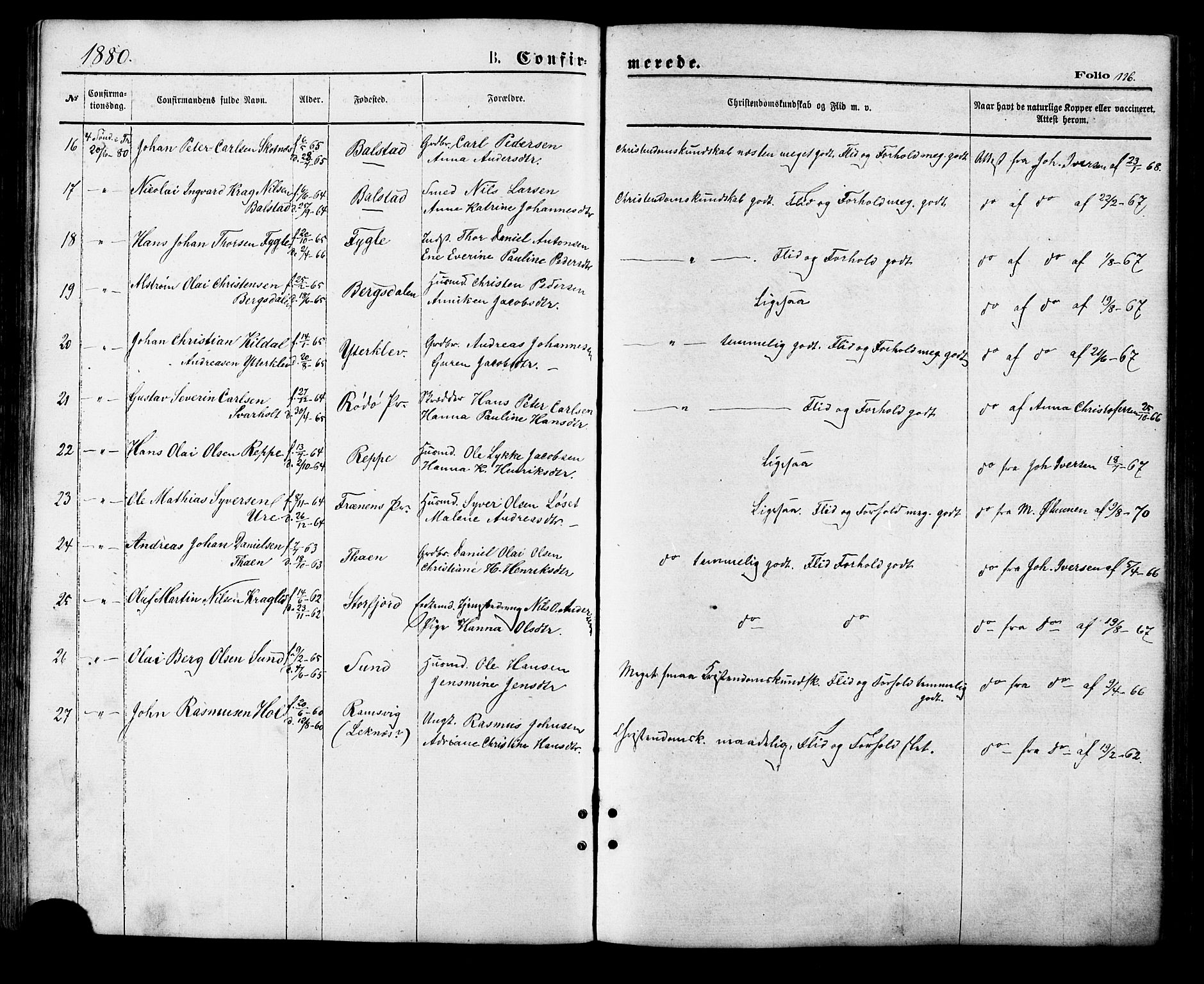 Ministerialprotokoller, klokkerbøker og fødselsregistre - Nordland, SAT/A-1459/881/L1166: Parish register (copy) no. 881C03, 1876-1885, p. 116