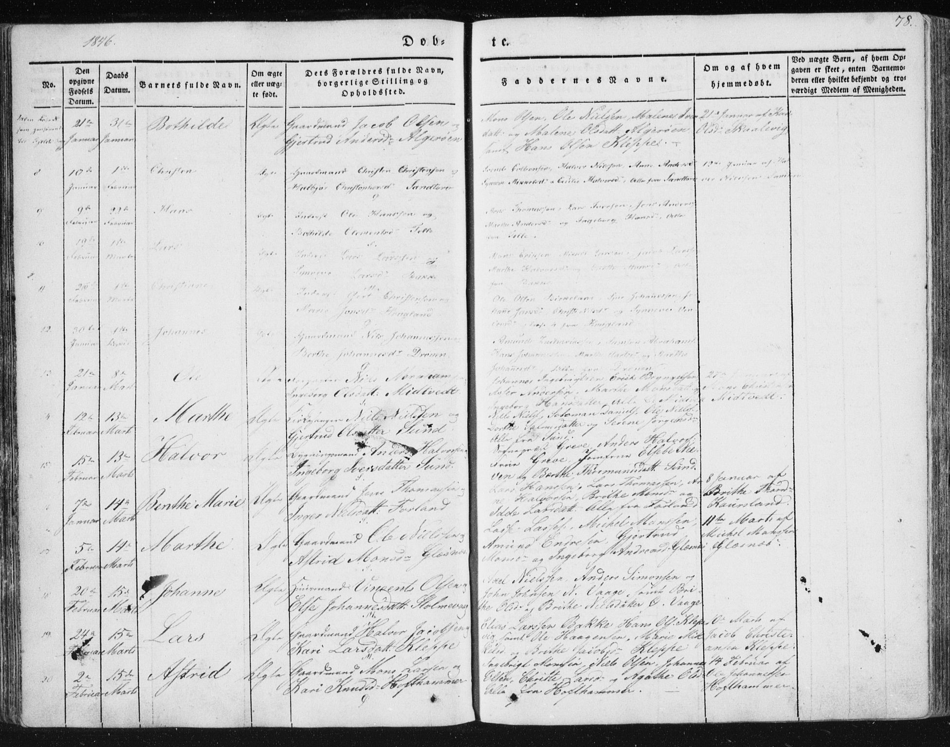Sund sokneprestembete, AV/SAB-A-99930: Parish register (official) no. A 13, 1835-1849, p. 78