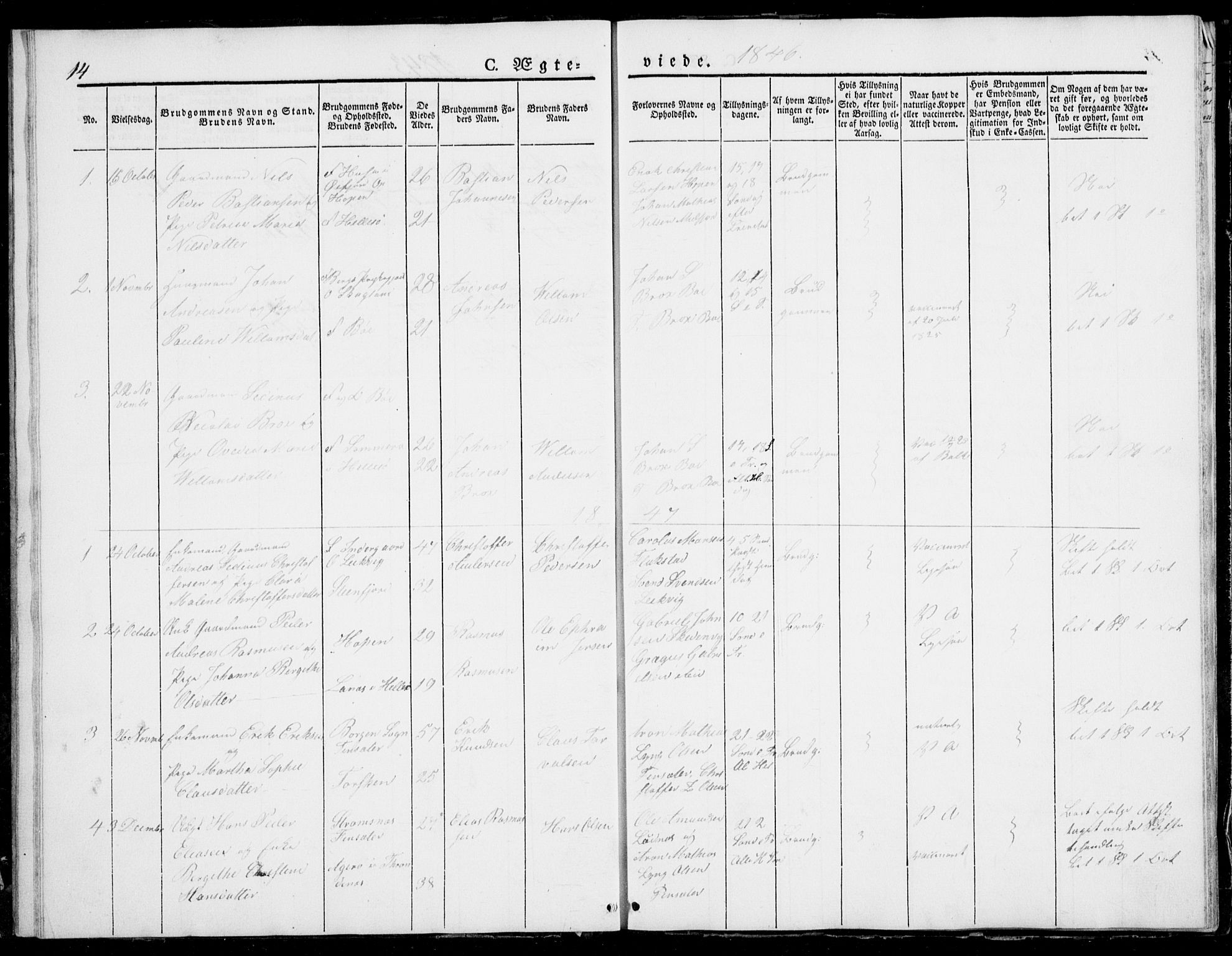 Berg sokneprestkontor, SATØ/S-1318/G/Ga/Gab/L0001klokker: Parish register (copy) no. 1, 1843-1851, p. 14