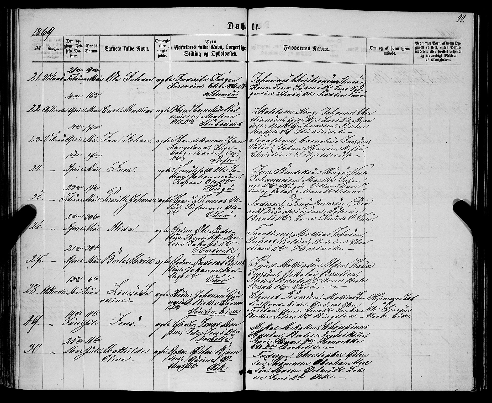 Askvoll sokneprestembete, AV/SAB-A-79501/H/Haa/Haaa/L0012: Parish register (official) no. A 12, 1859-1878, p. 99