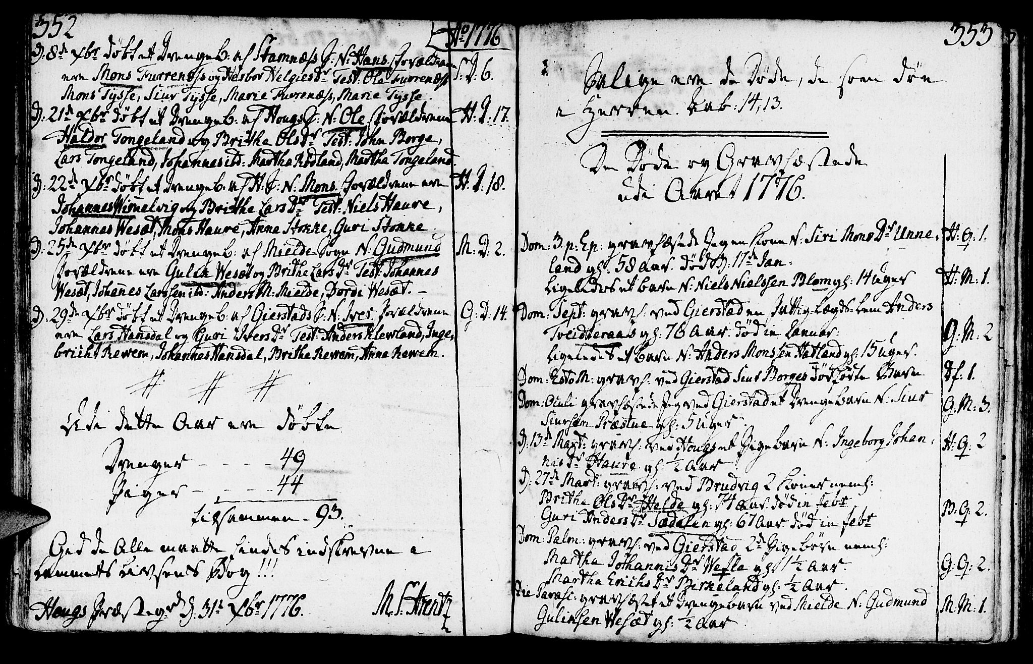 Haus sokneprestembete, AV/SAB-A-75601/H/Haa: Parish register (official) no. A 9, 1767-1781, p. 352-353