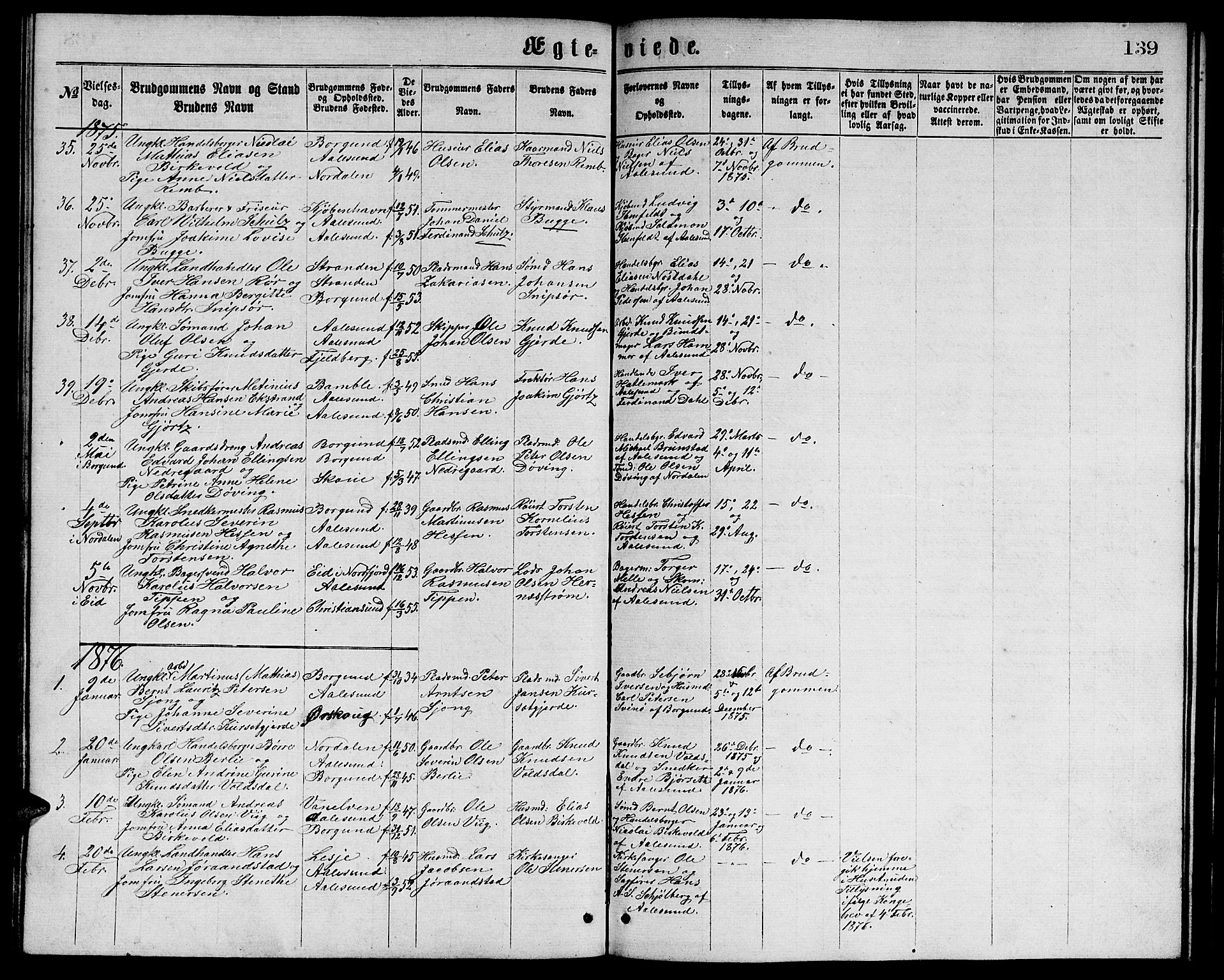 Ministerialprotokoller, klokkerbøker og fødselsregistre - Møre og Romsdal, SAT/A-1454/529/L0465: Parish register (copy) no. 529C02, 1868-1877, p. 139