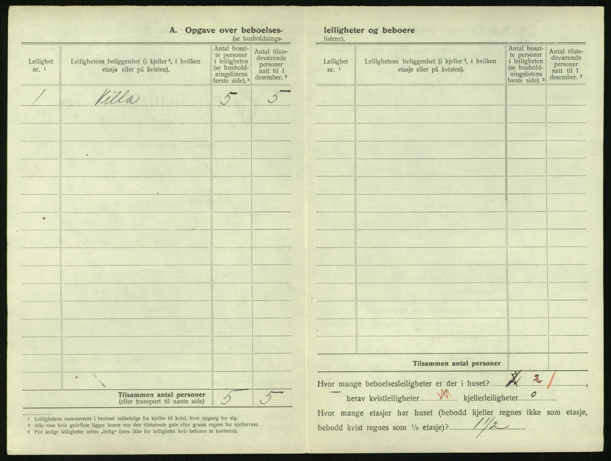 SAH, 1920 census for Lillehammer, 1920, p. 1325